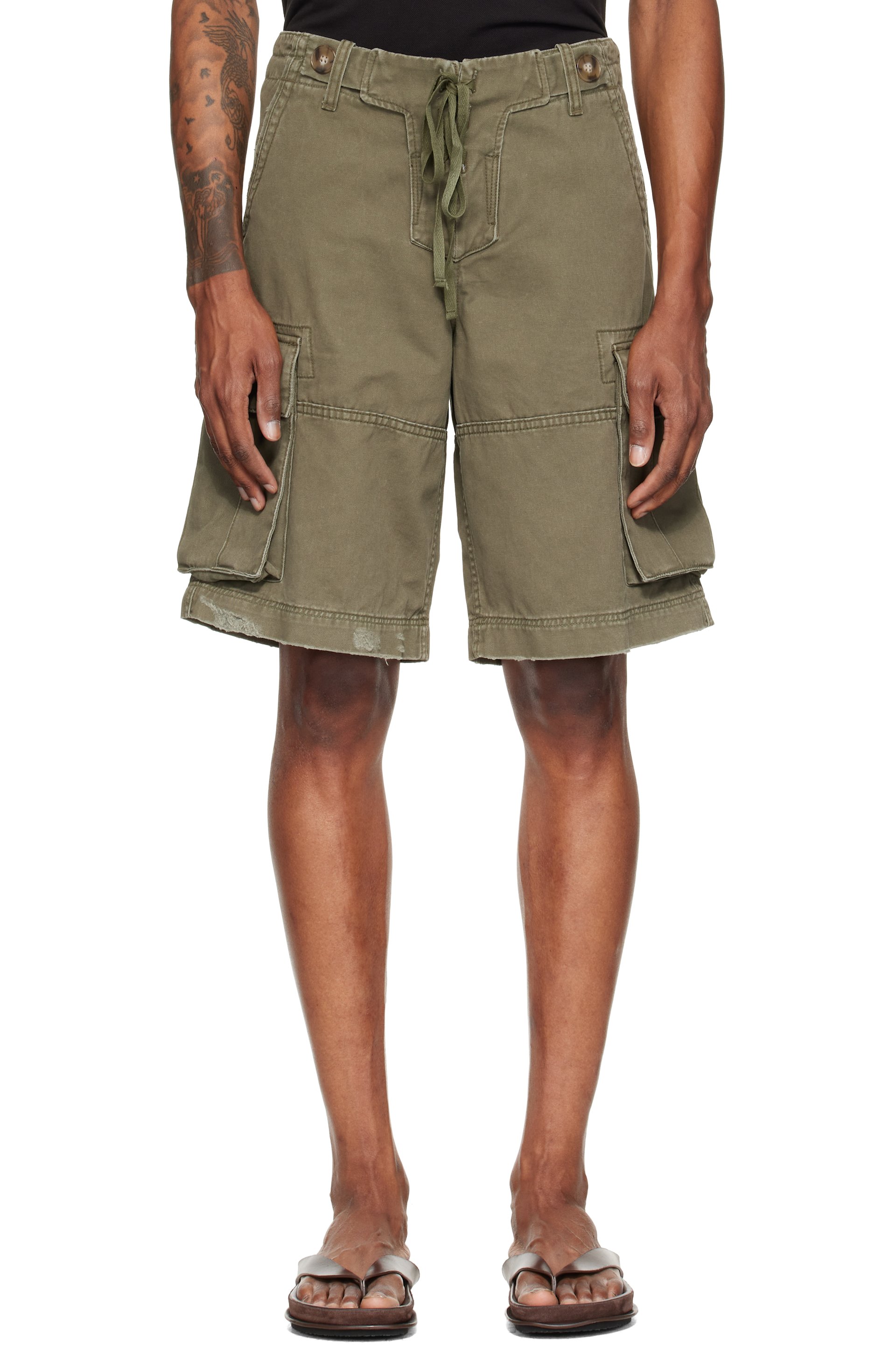 Raimundo Langlois - Khaki Double Fly Cargo Shorts