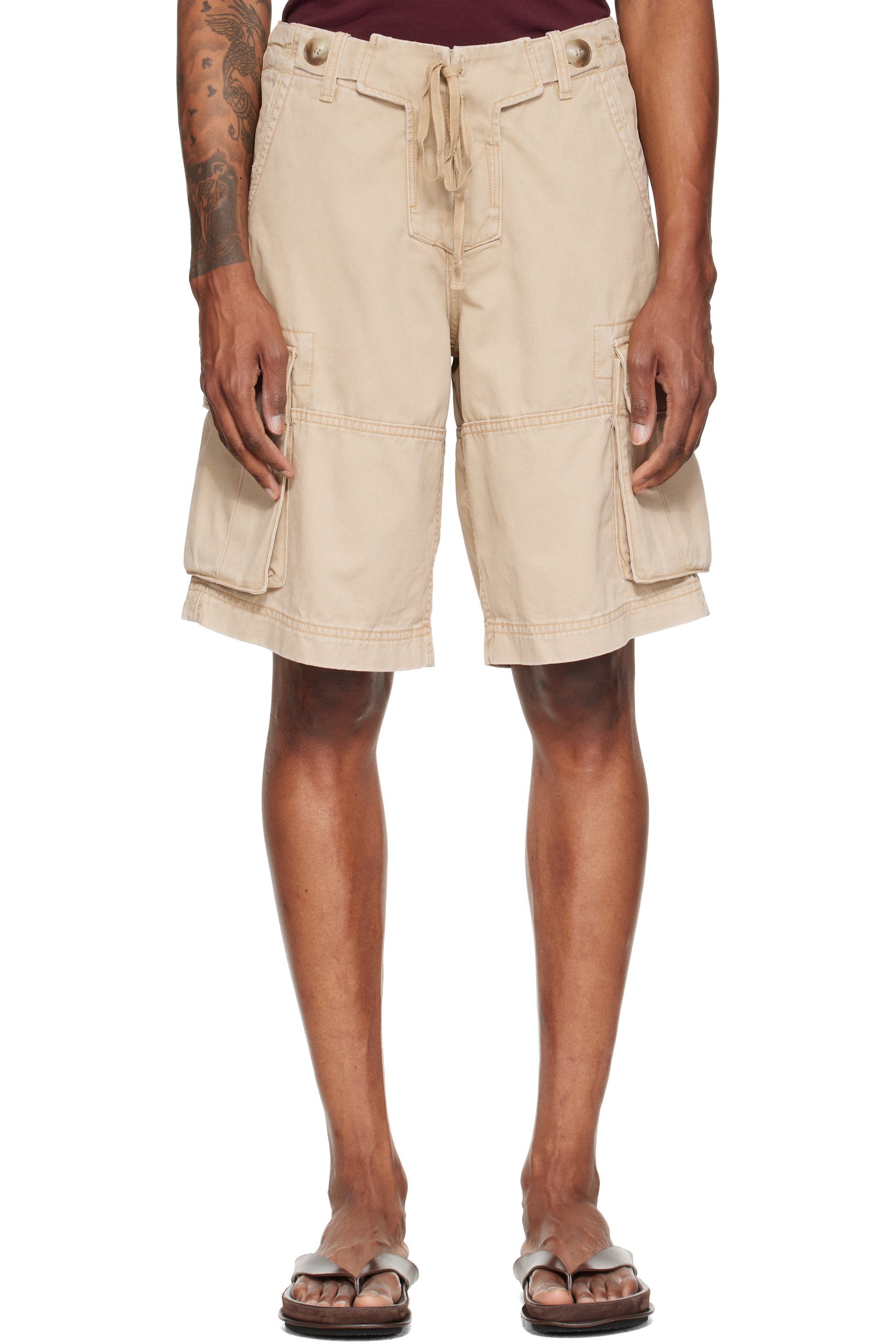 Raimundo Langlois - Beige Double Fly Cargo Shorts
