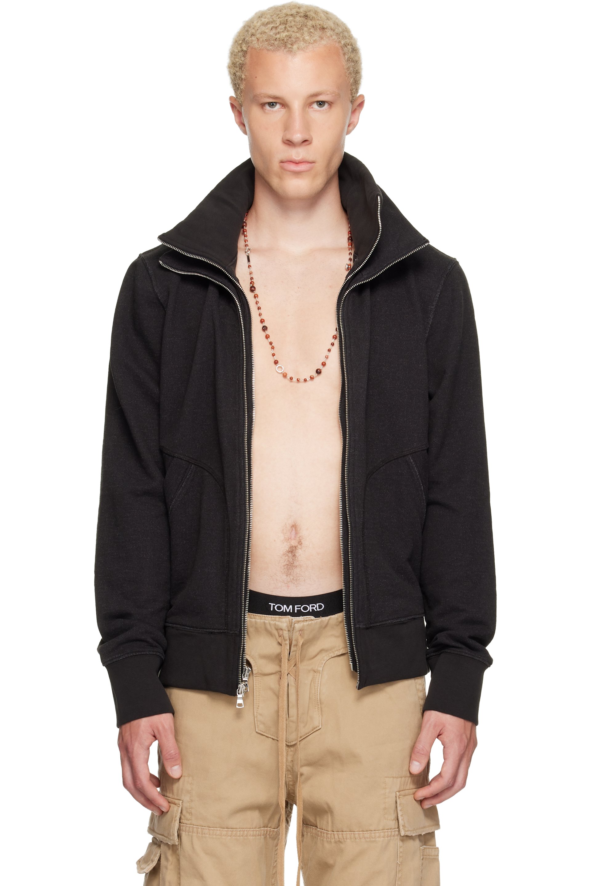 Raimundo Langlois - Black Layered Full Zip Sweater