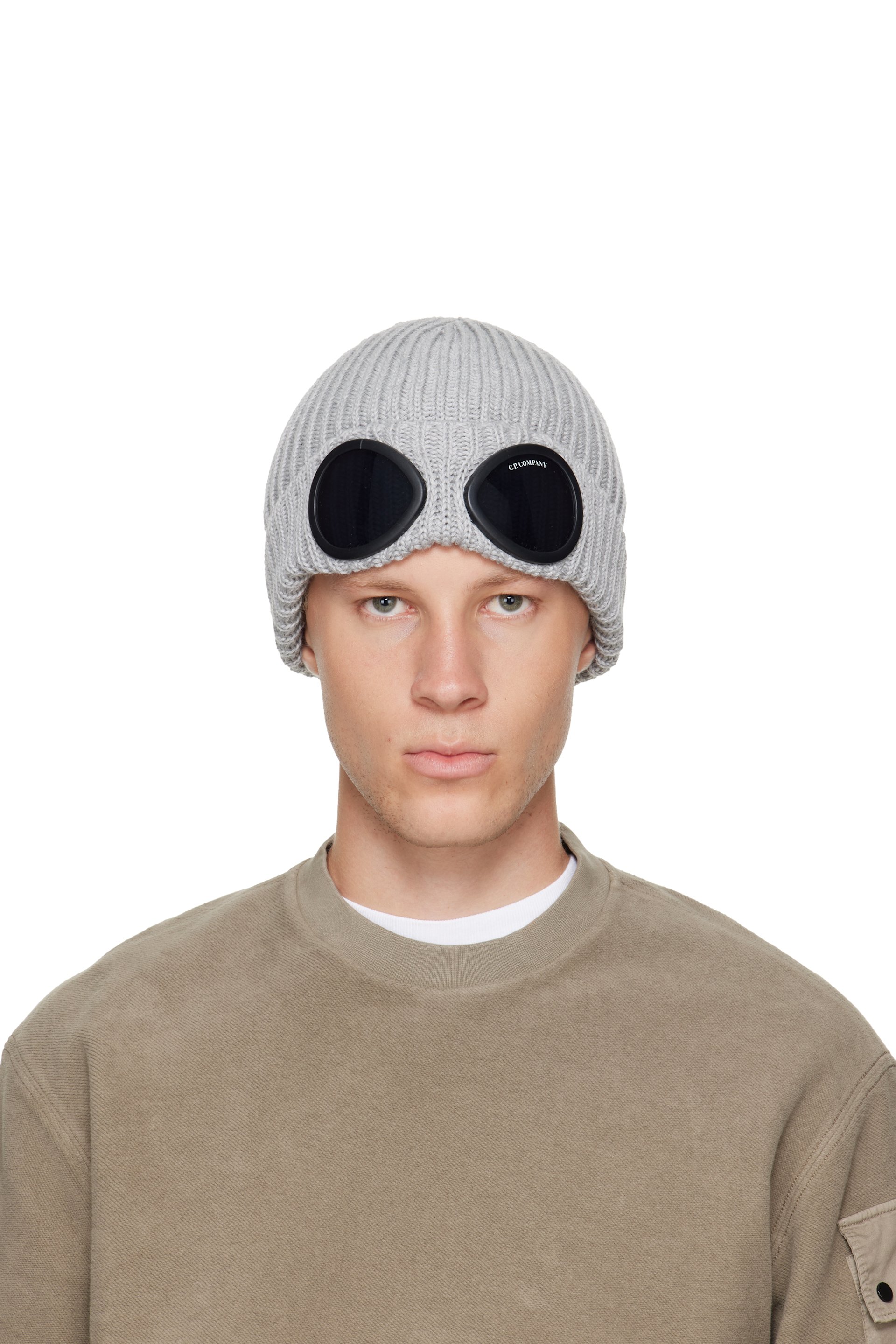 C.P. Company - Gray Extrafine Merino Wool Goggle Beanie
