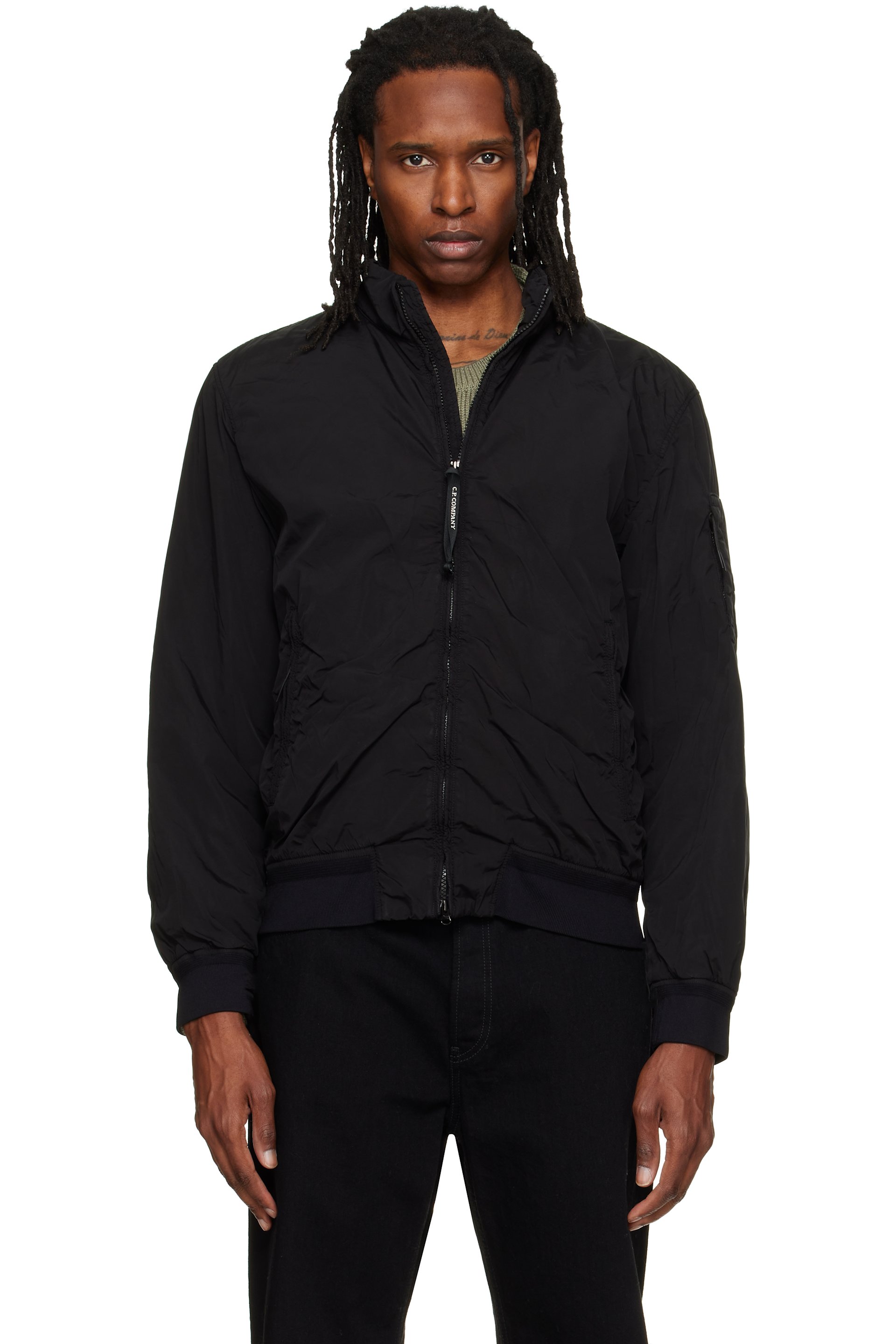 C.P. Company - Black Nycra-R Padded Bomber Jacket
