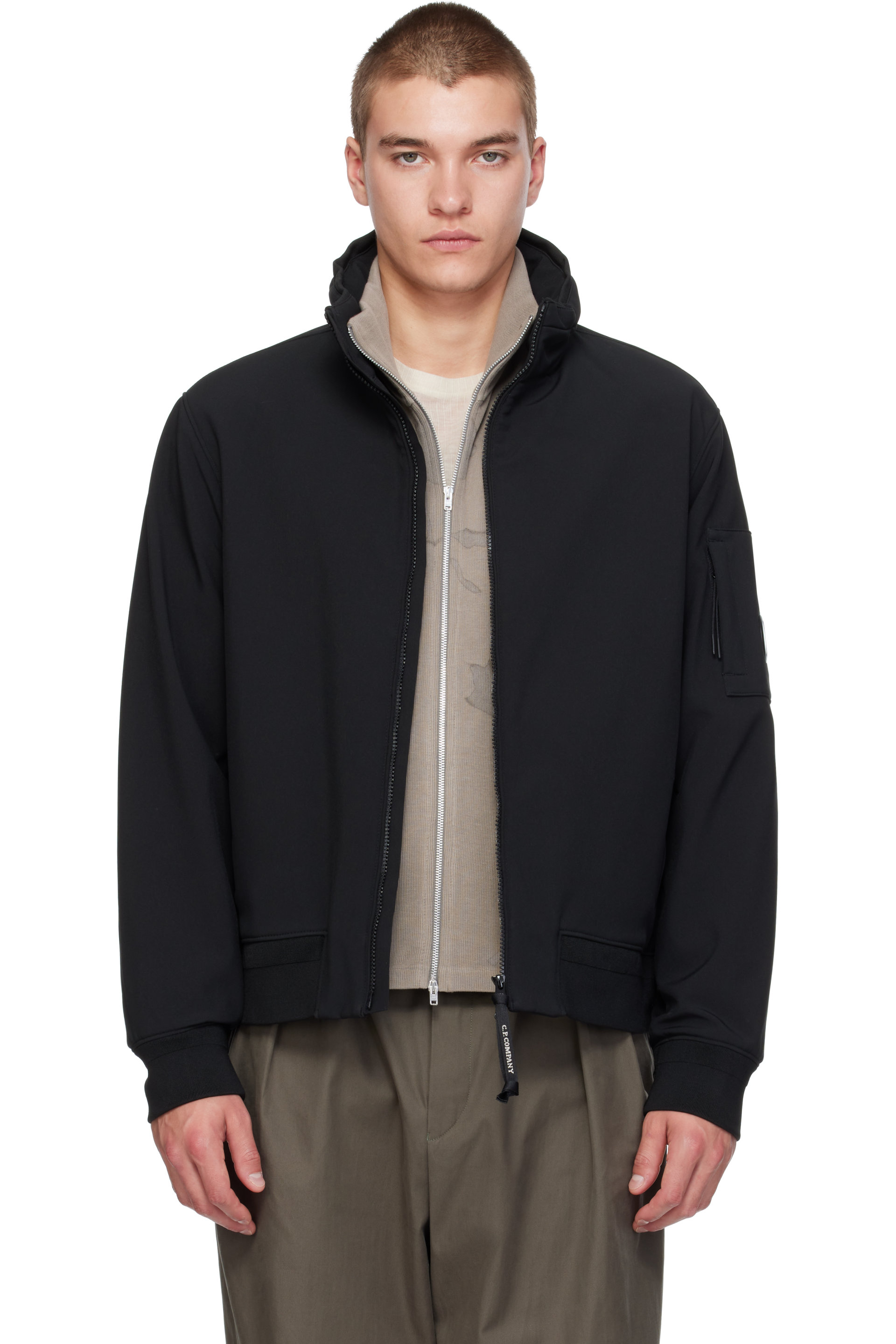 C.P. Company - Black Shell-R Concealable Hood Lens Jacket