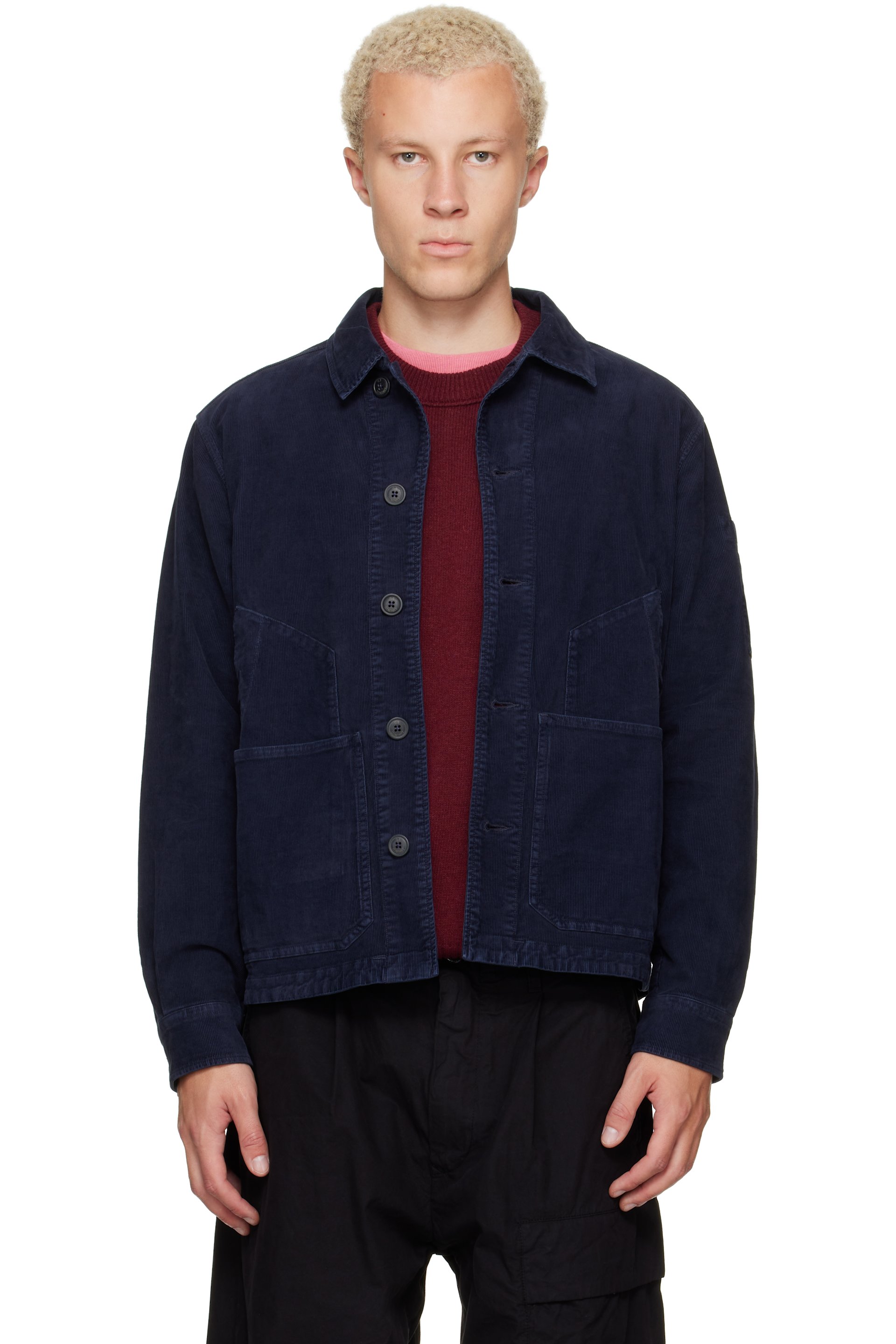 C.P. Company - Navy Corduroy Button Lens Jacket
