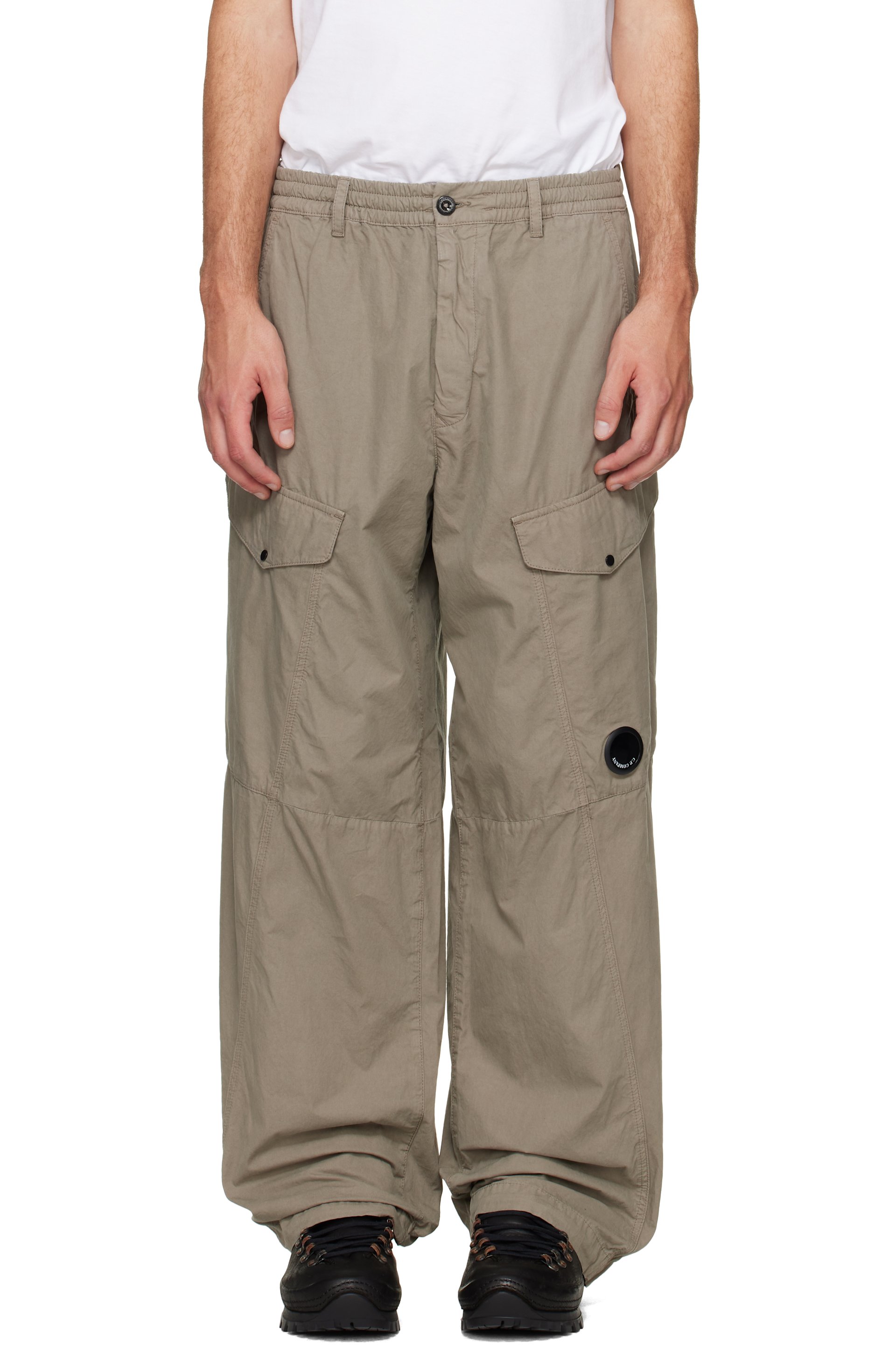 C.P. Company - Taupe Micro-Reps Boxy Lens Cargo Pants