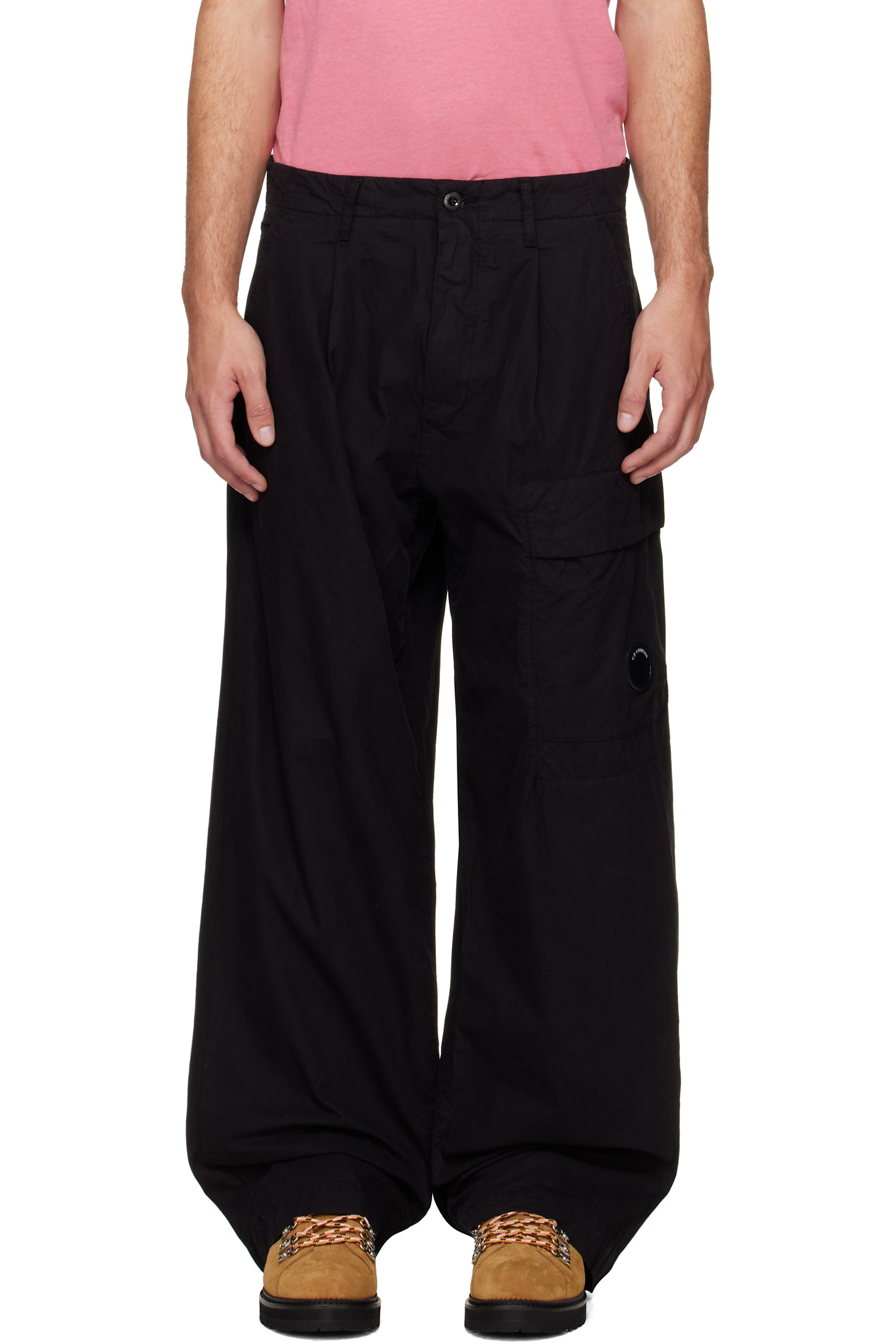 C.P. Company - Black Micro-Reps Boxy Pleats Cargo Pants