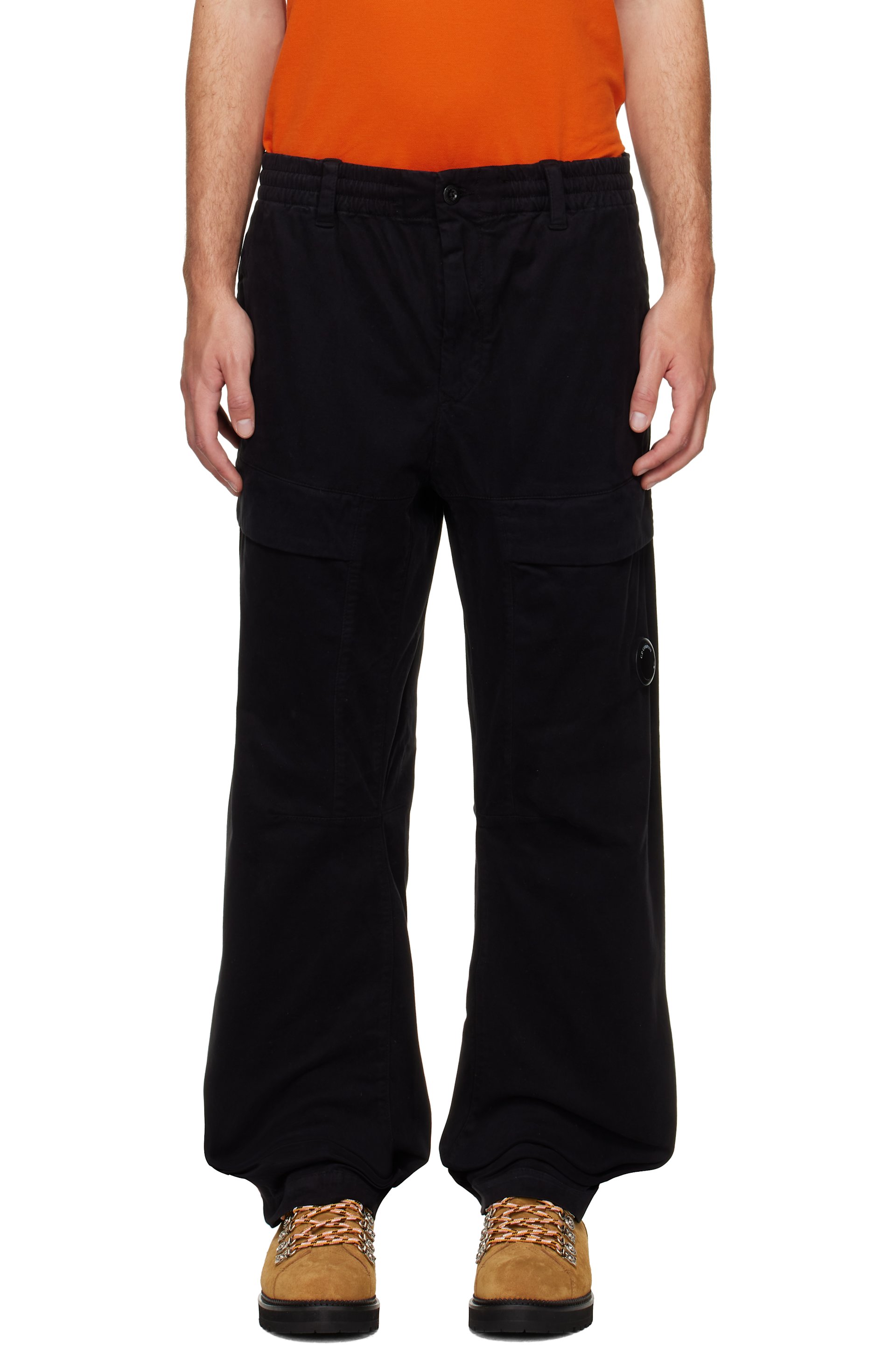 C.P. Company - Black Stretch Sateen No Side Seams Lens Cargo Pants