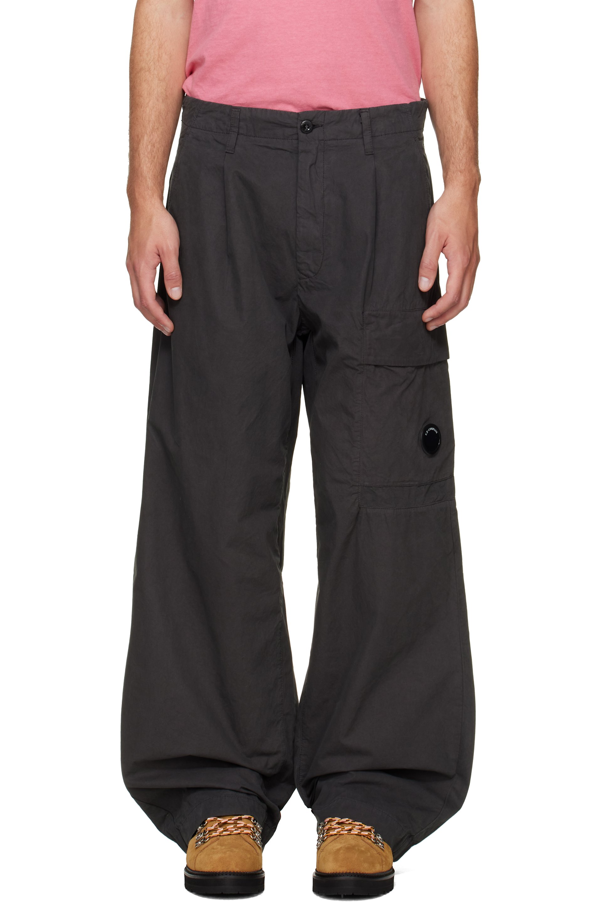 C.P. Company - Gray Micro-Reps Boxy Pleats Cargo Pants