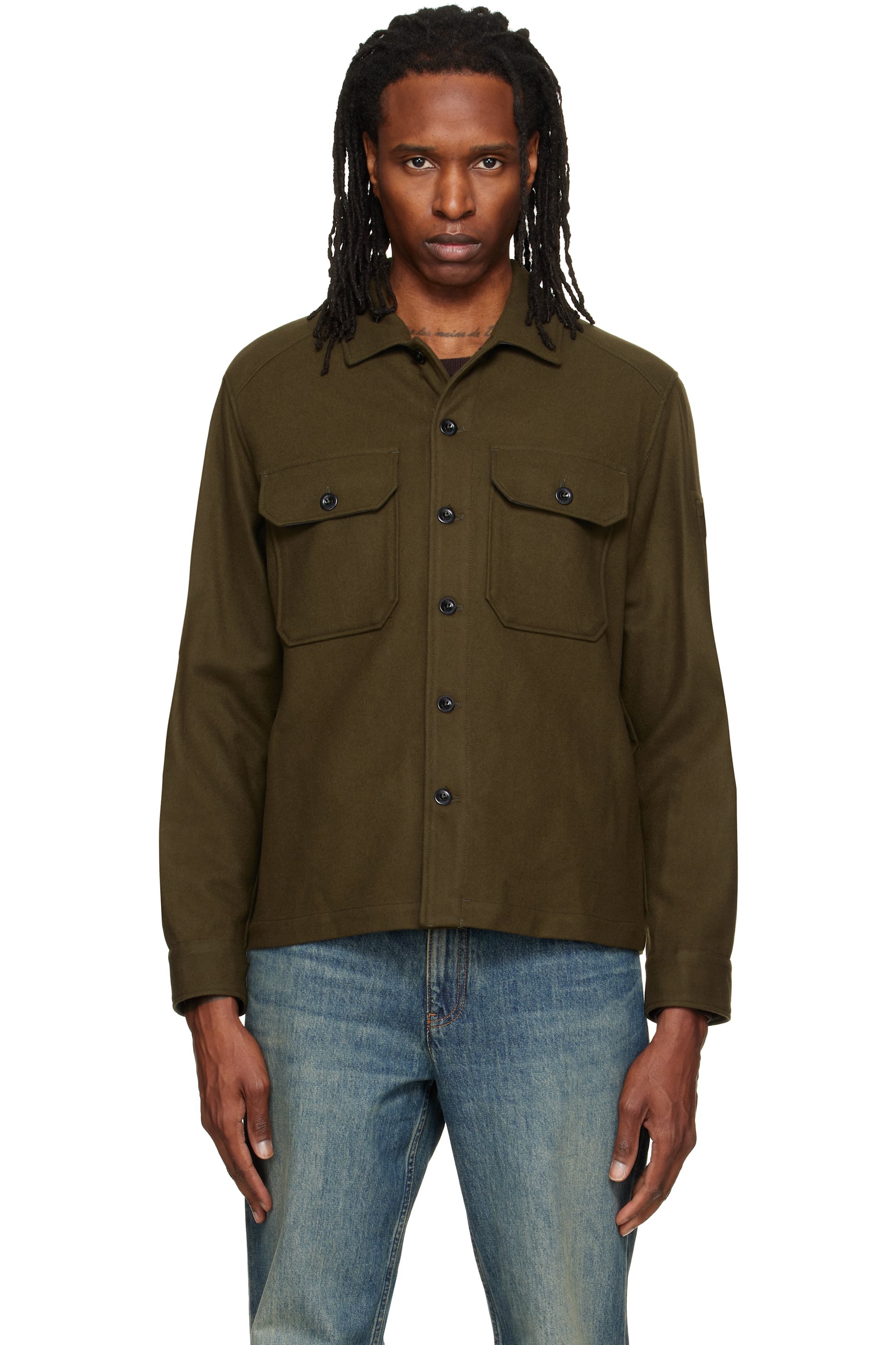 C.P. Company - Khaki Felted Wool Overshirt
