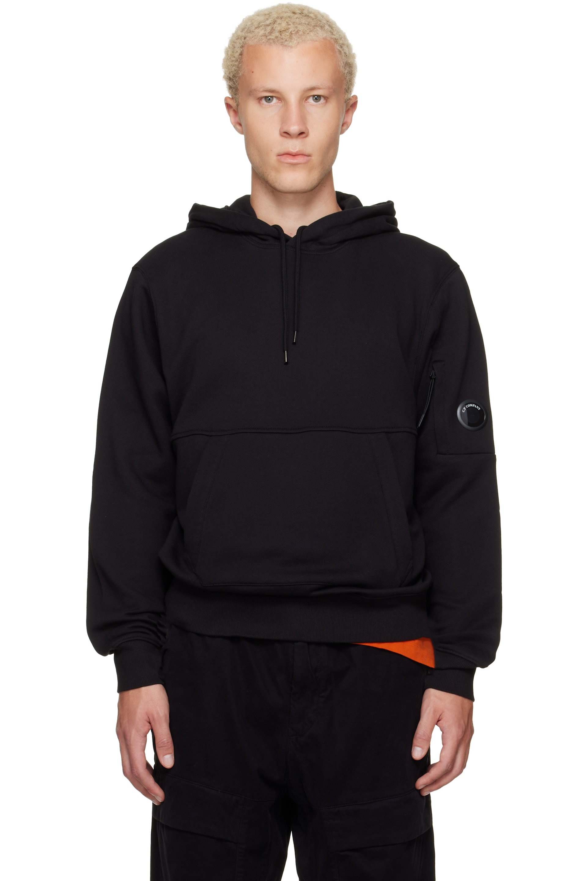 C.P. Company - Black Diagonal Raised Fleece Lens Hoodie