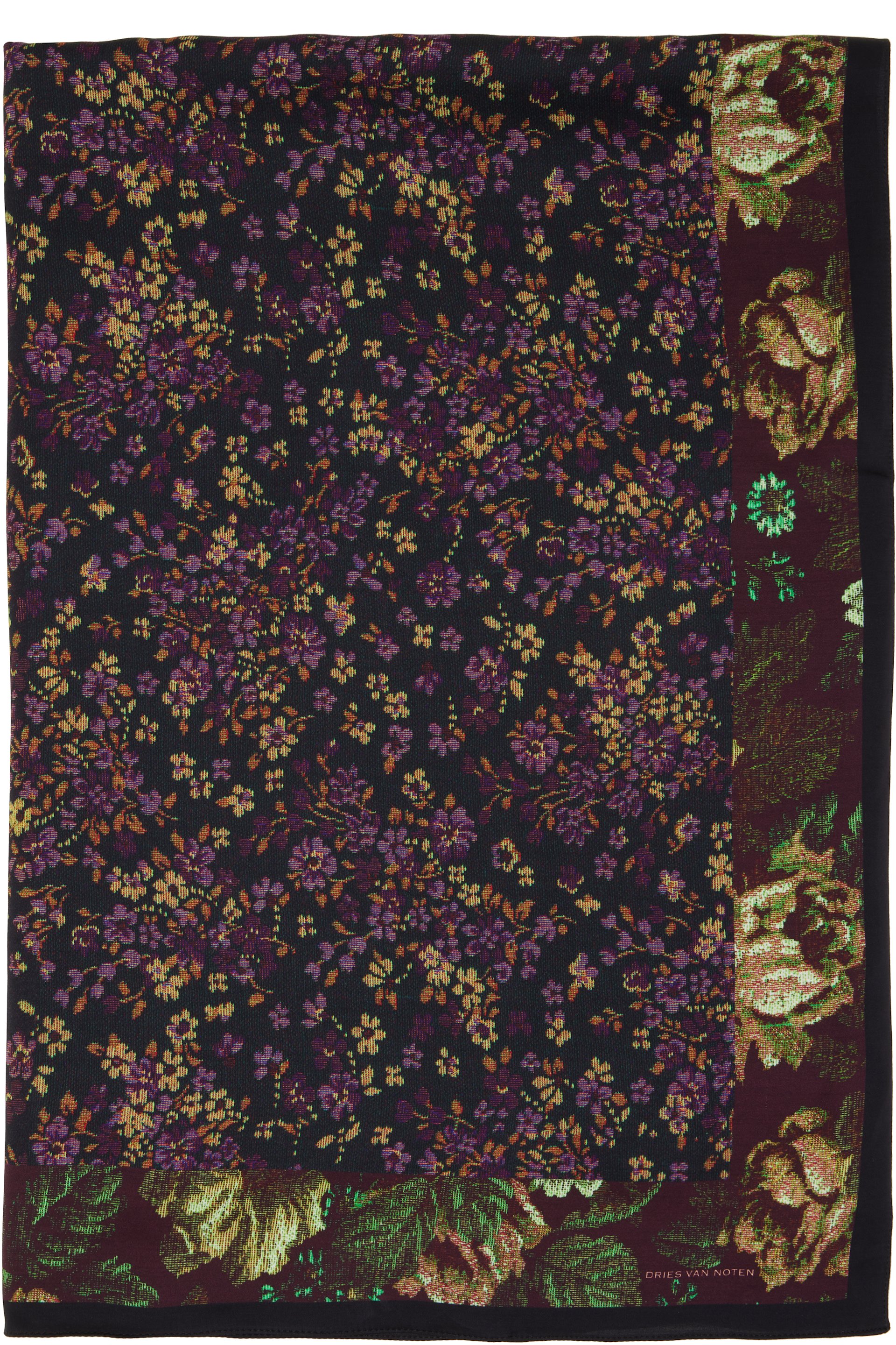 Dries Van Noten - Black & Burgundy Flara Scarf