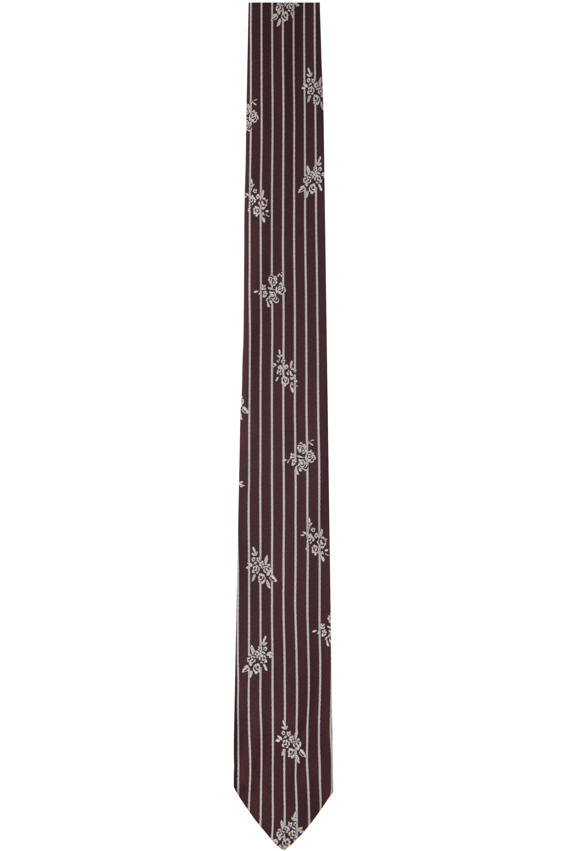 Dries Van Noten - Burgundy Printed Silk Tie