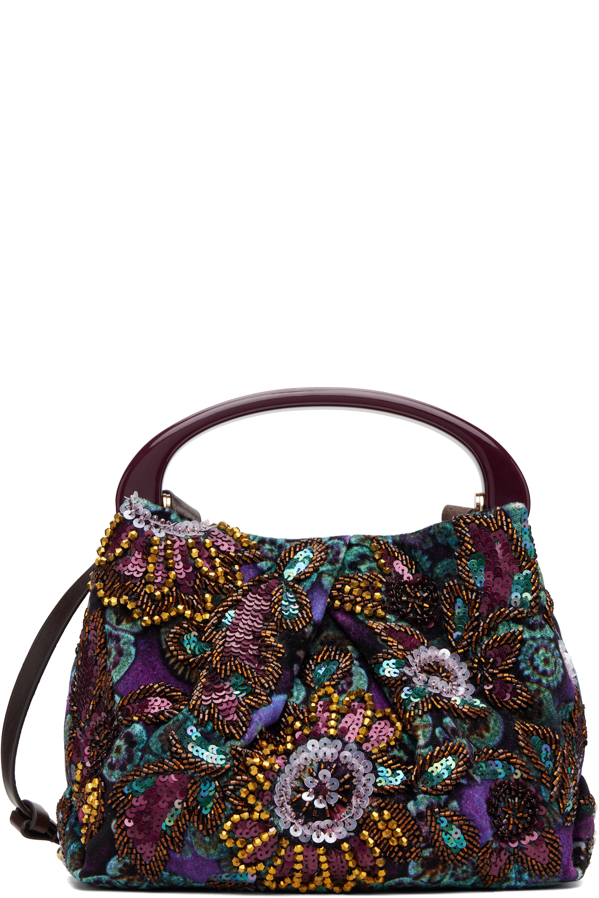 Dries Van Noten - Purple & Green Small Embellished Bag