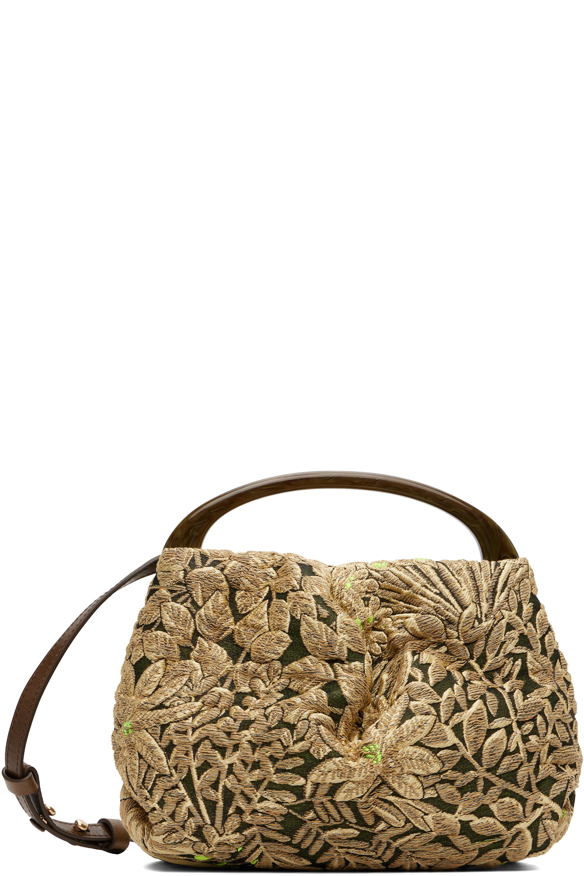 Dries Van Noten - Beige & Brown Small Resin Handle Bag