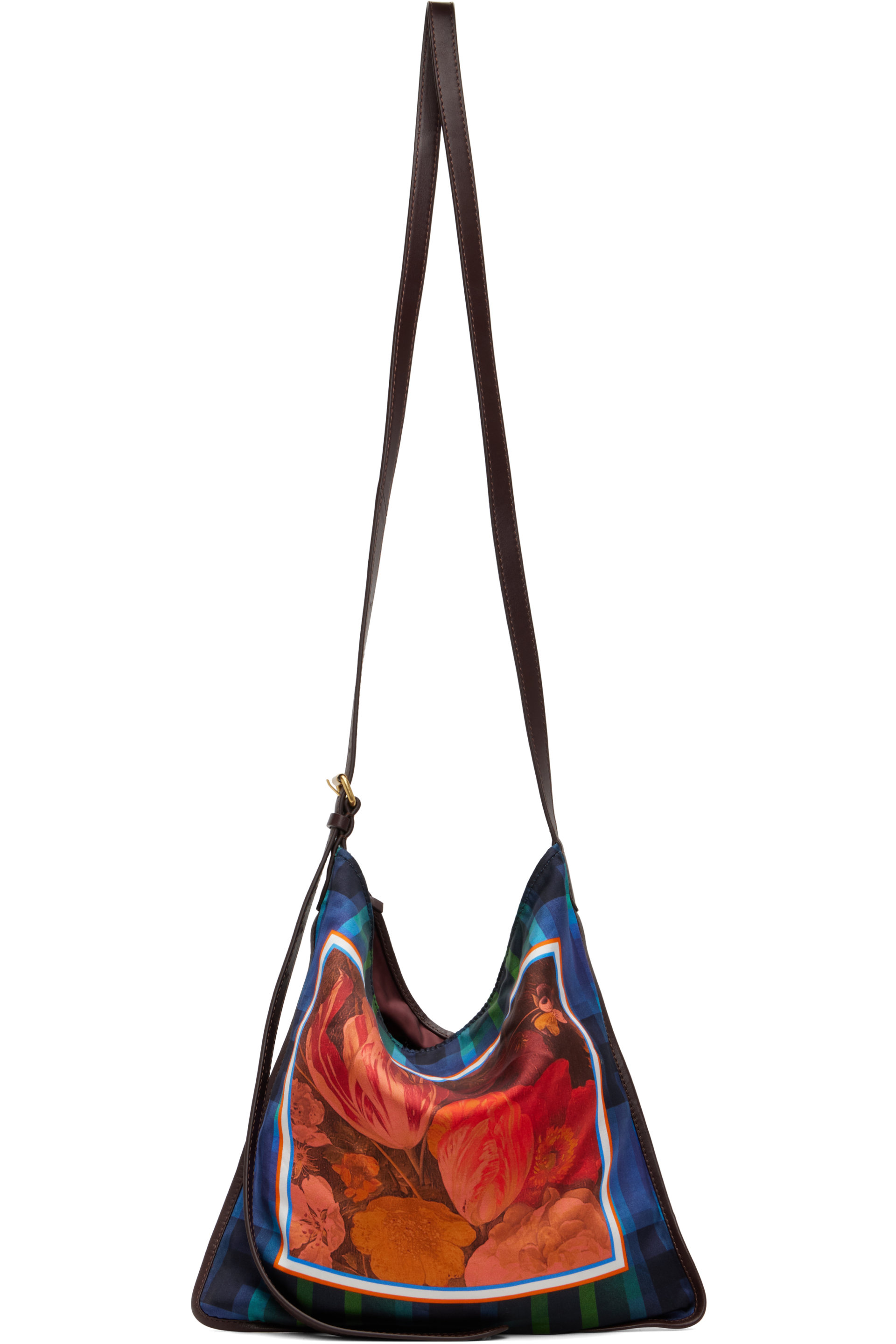 Dries Van Noten - Red & Blue Medium Scarf Print Shoulder Bag