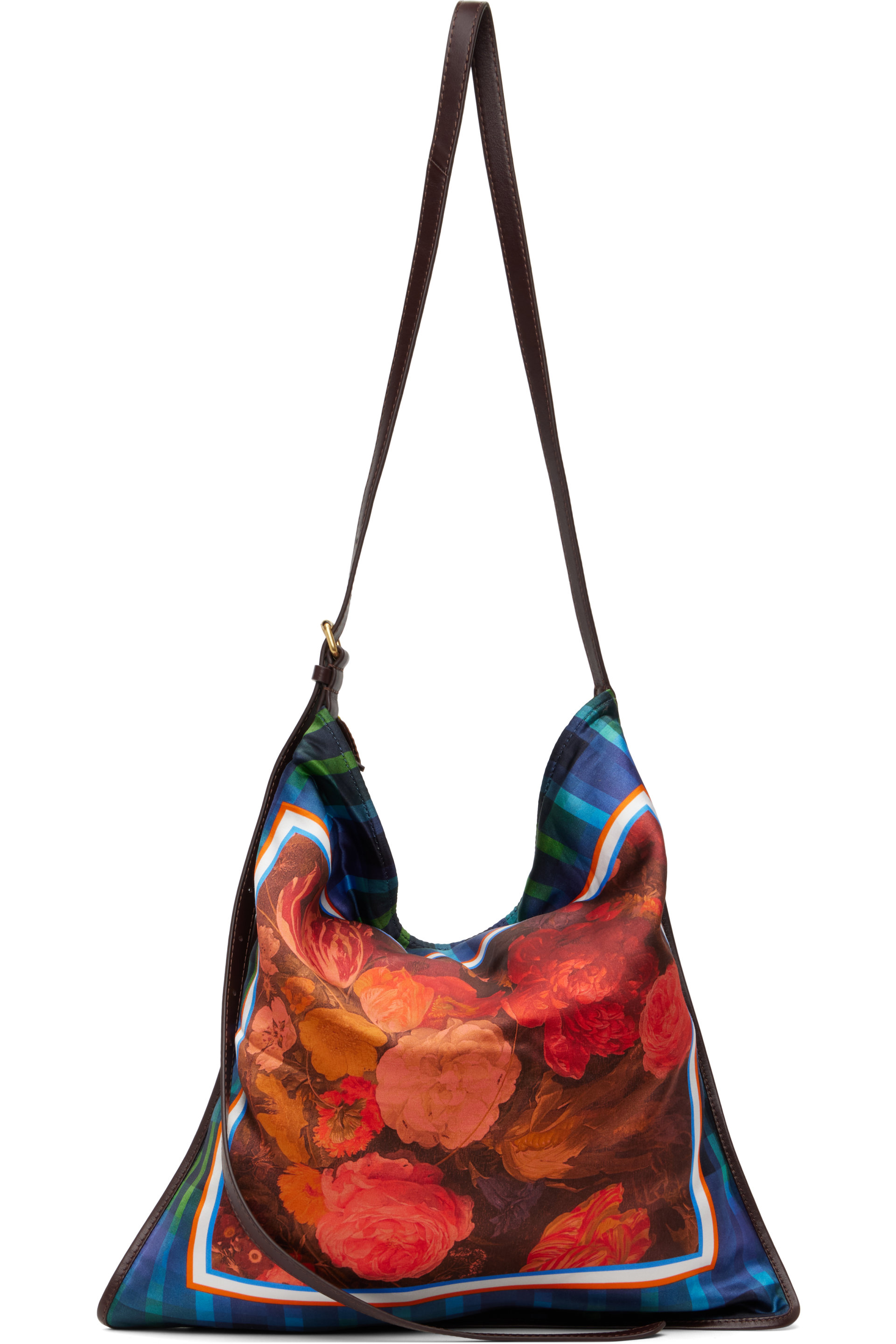 Dries Van Noten - Red & Blue Large Scarf Print Shoulder Bag