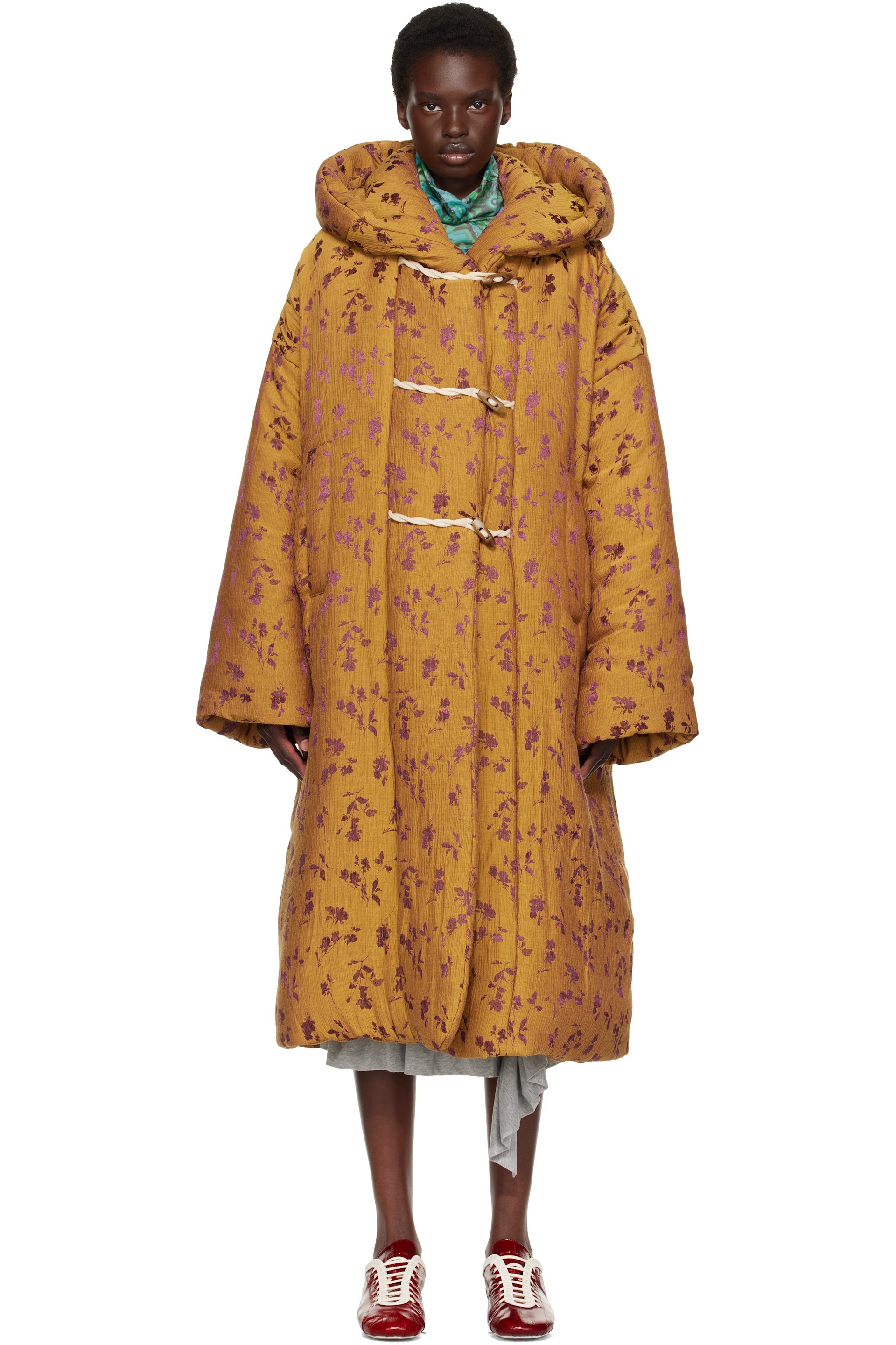 Dries Van Noten - Yellow & Purple Floral Coat
