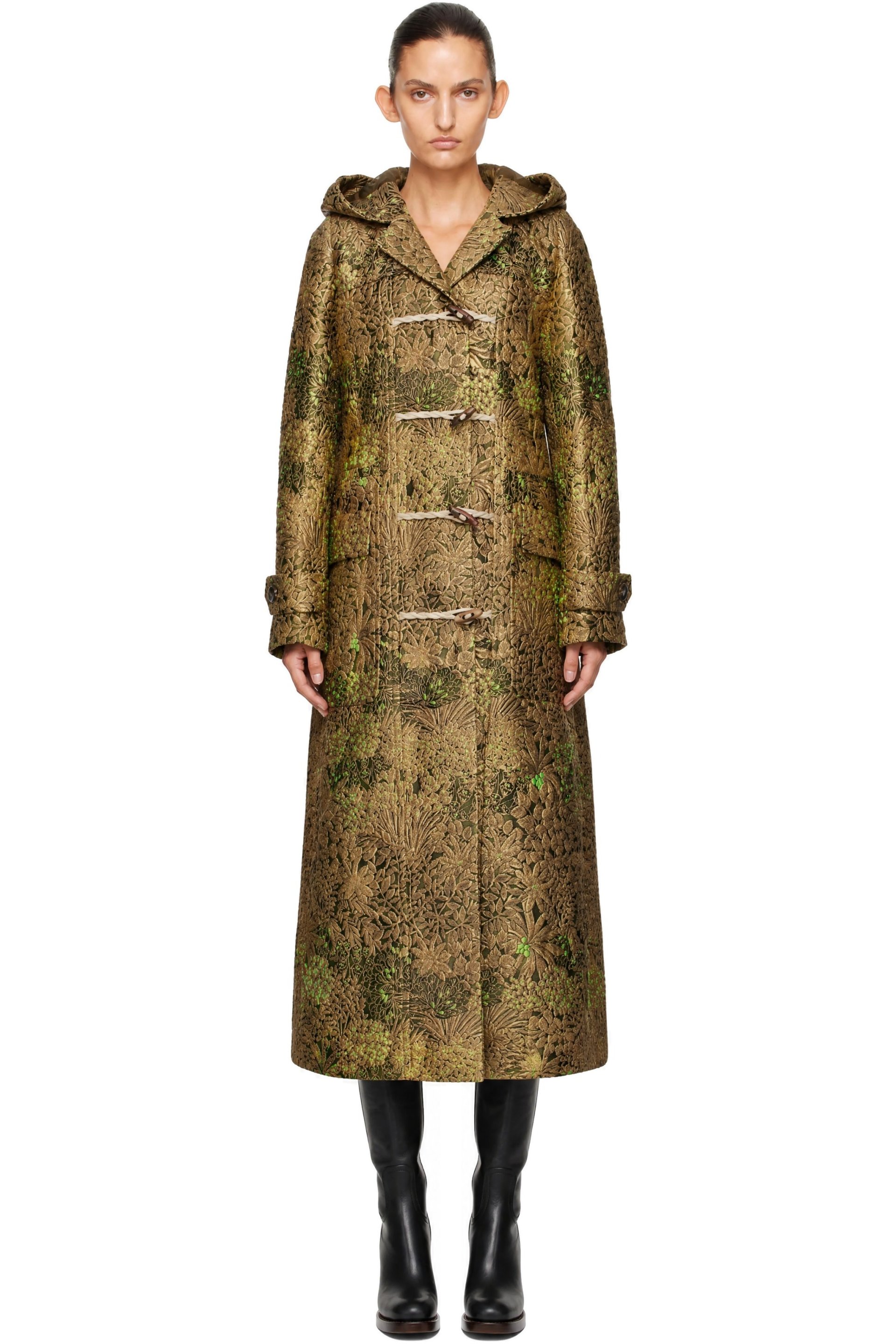 Dries Van Noten - Beige Jacquard Duffle Coat