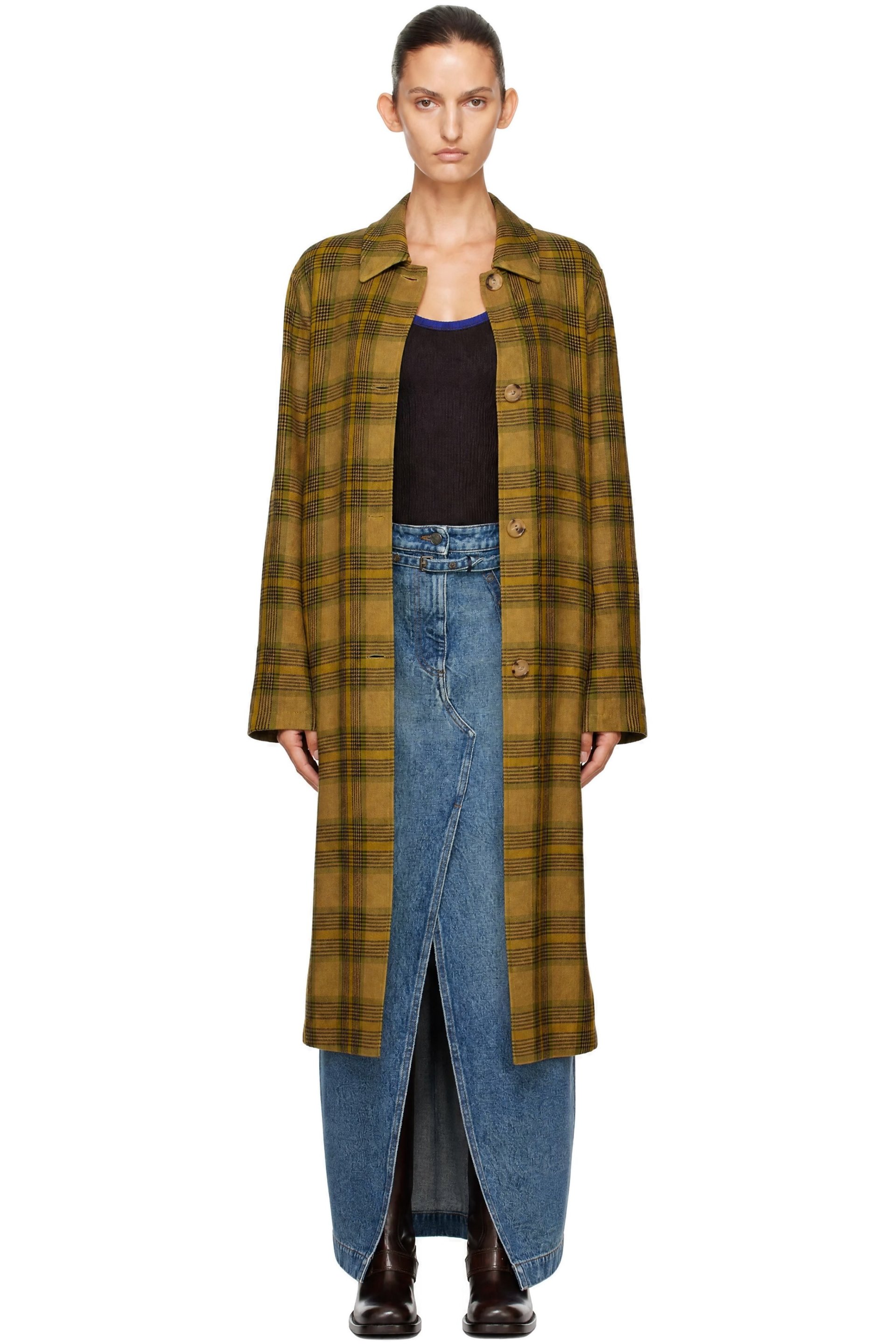Dries Van Noten - Khaki Wool Check Coat