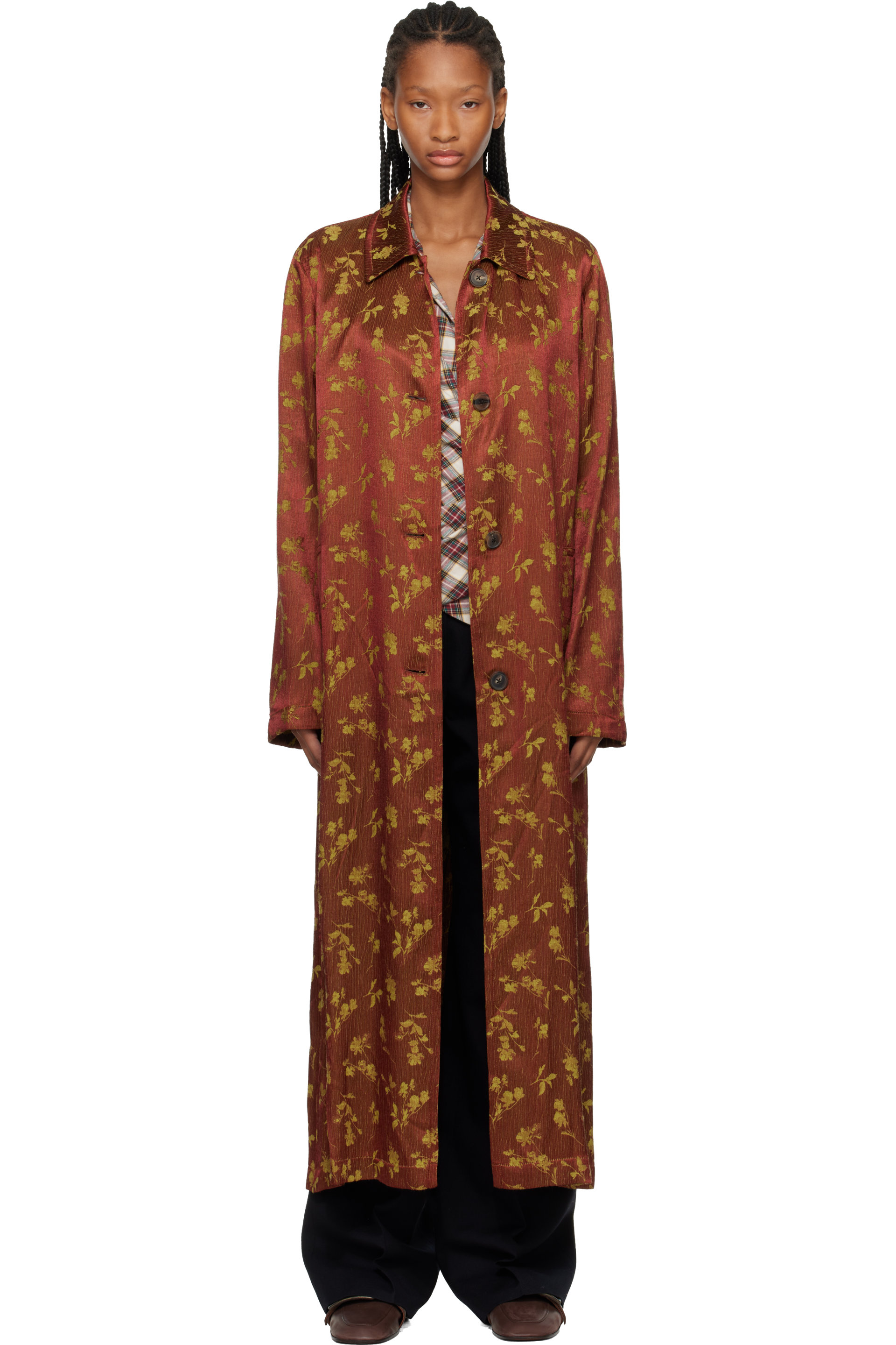 Dries Van Noten - Tan Jacquard Coat