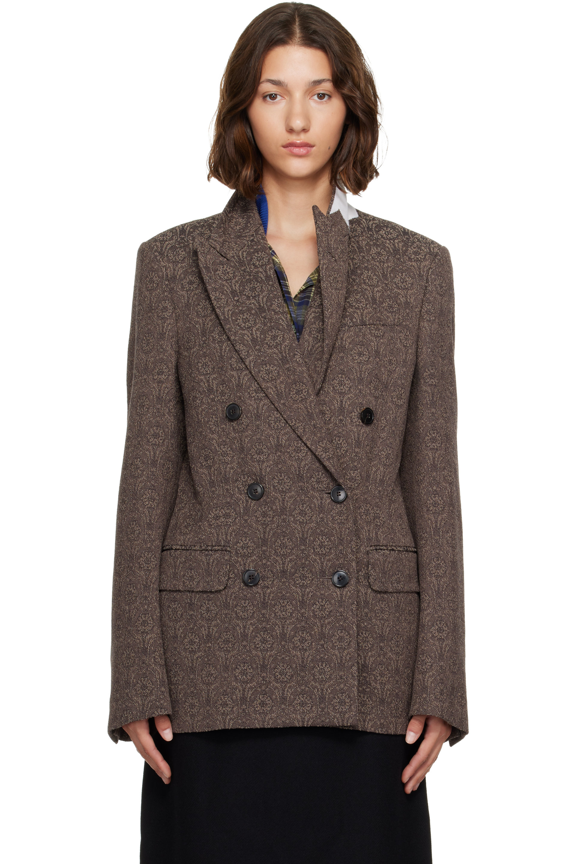 Dries Van Noten - Brown Jacquard Blazer