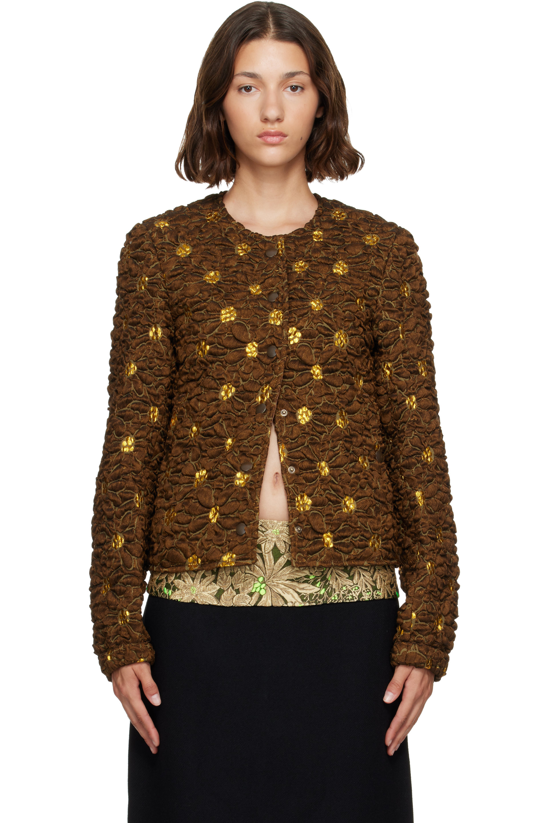 Dries Van Noten - Brown Cloqué Jacket