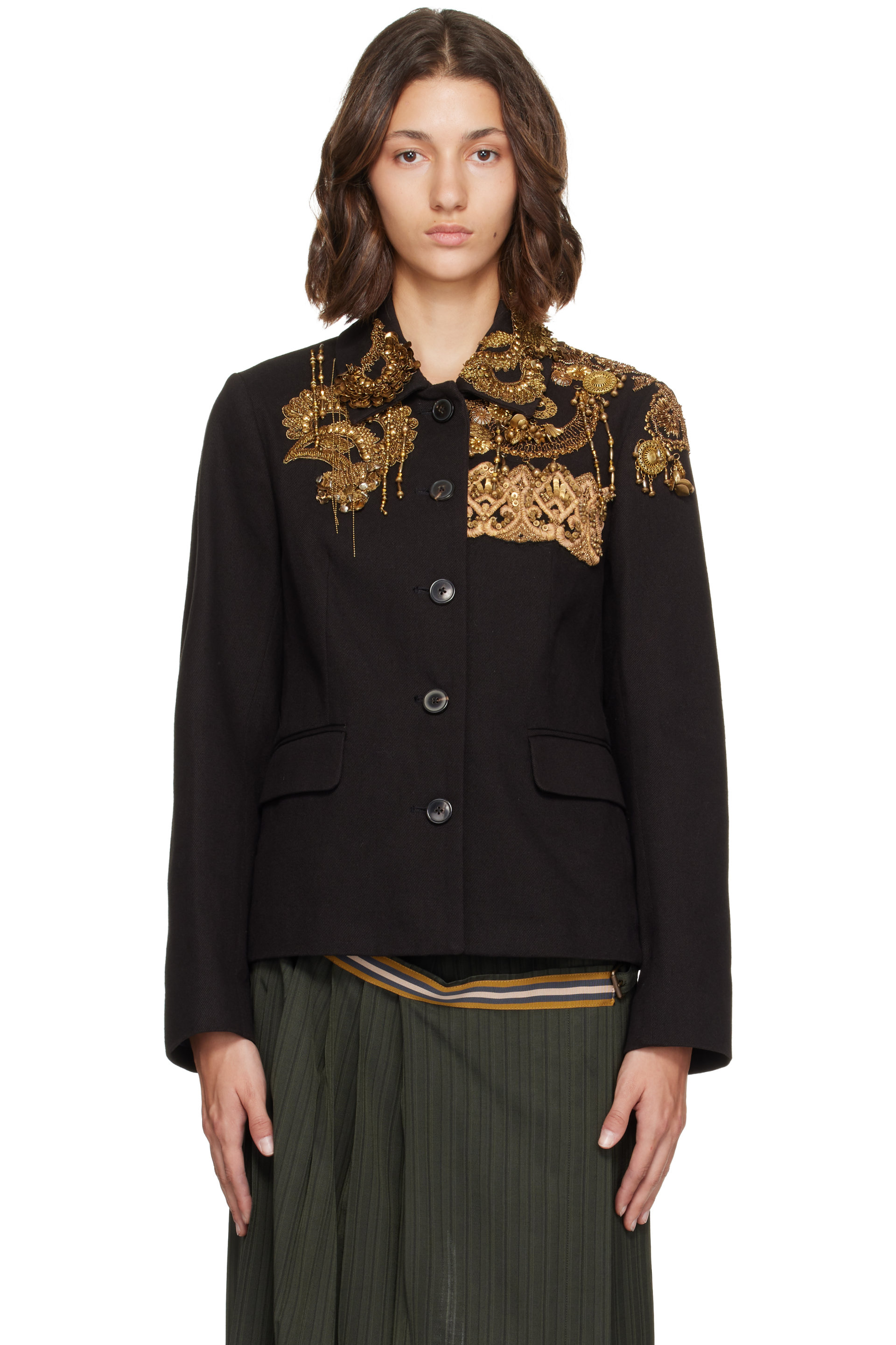 Dries Van Noten - Black Embroidered Blazer