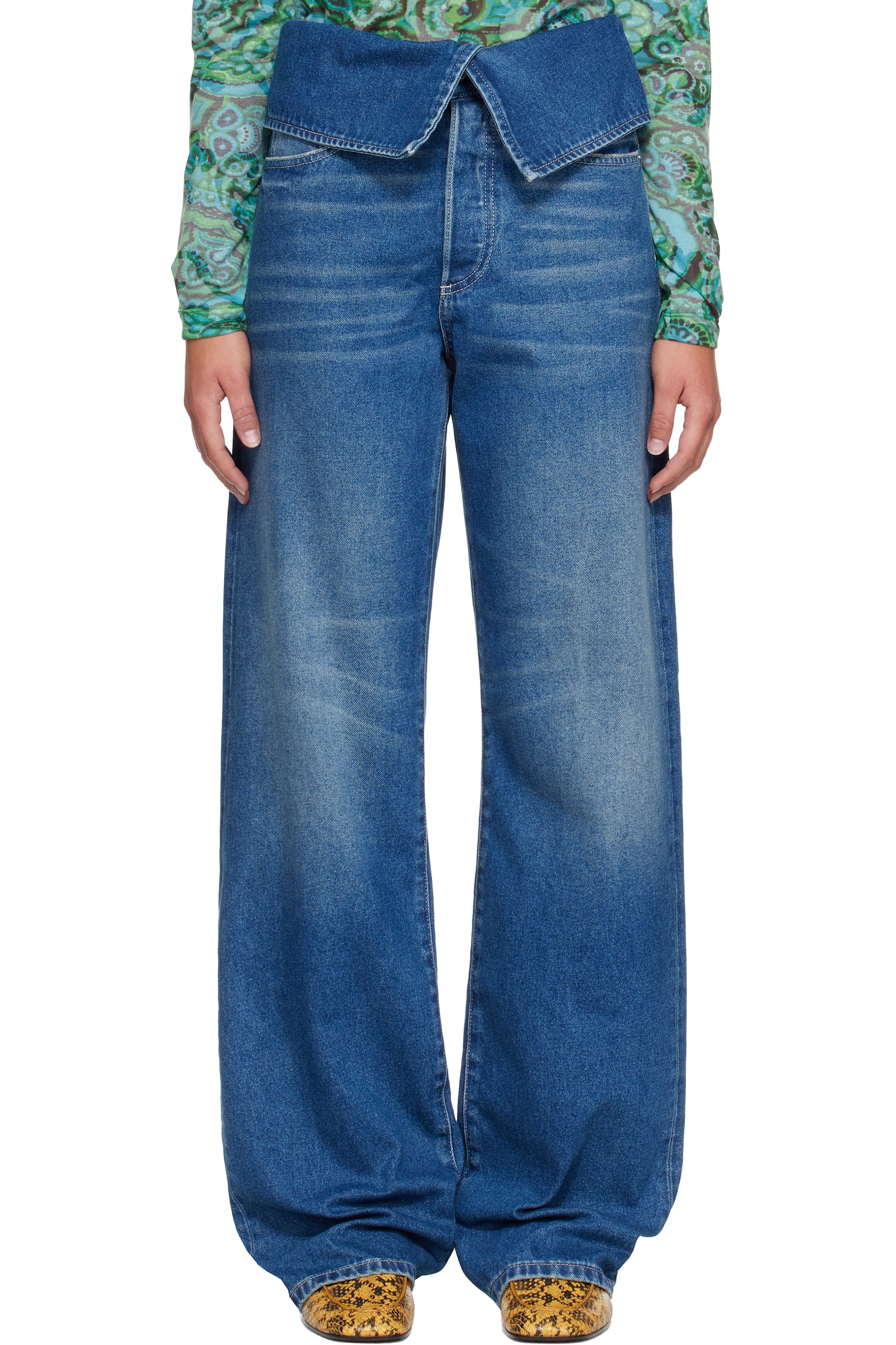 Dries Van Noten - Blue Folded Denim Jeans