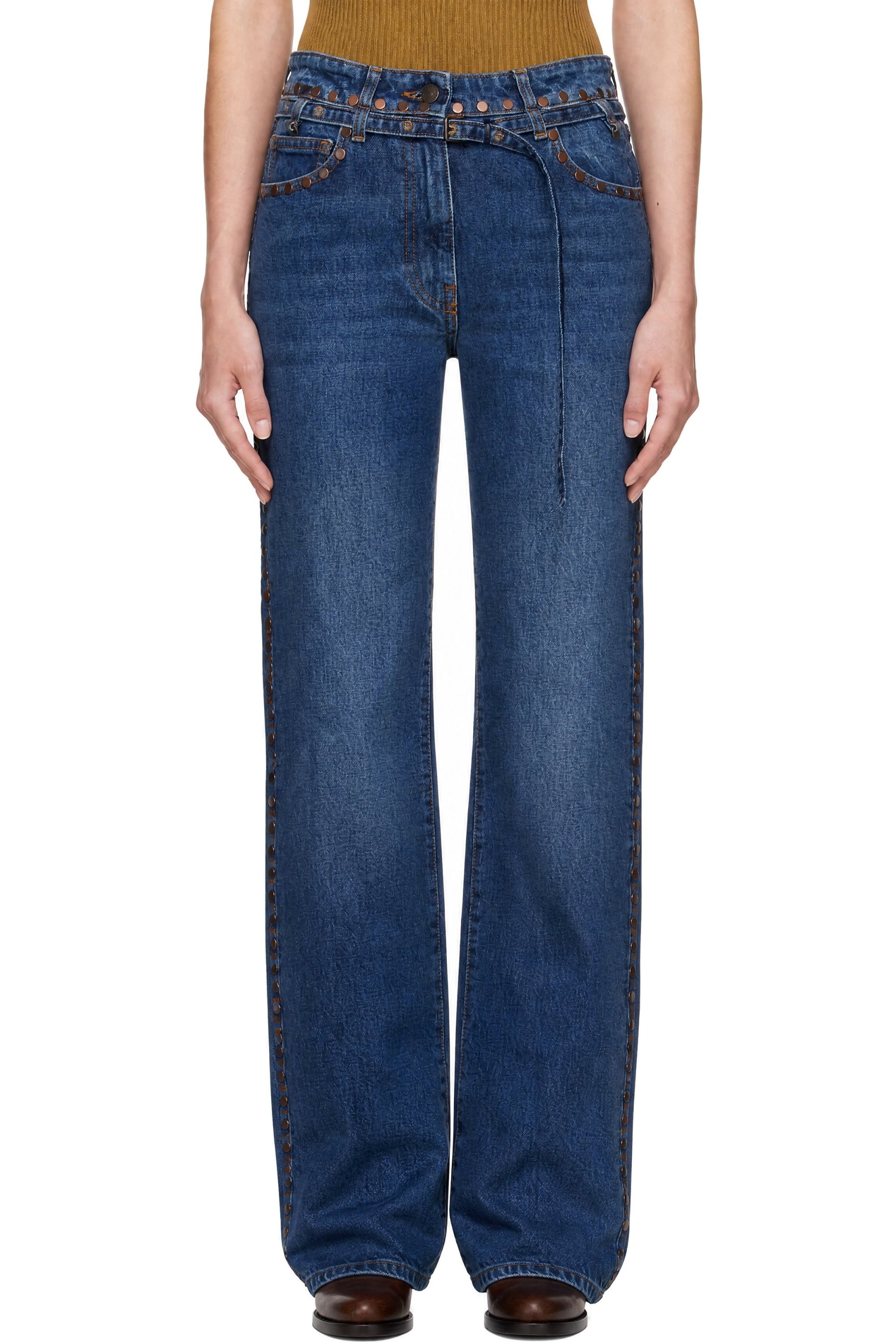 Dries Van Noten - Jean bleu à clous