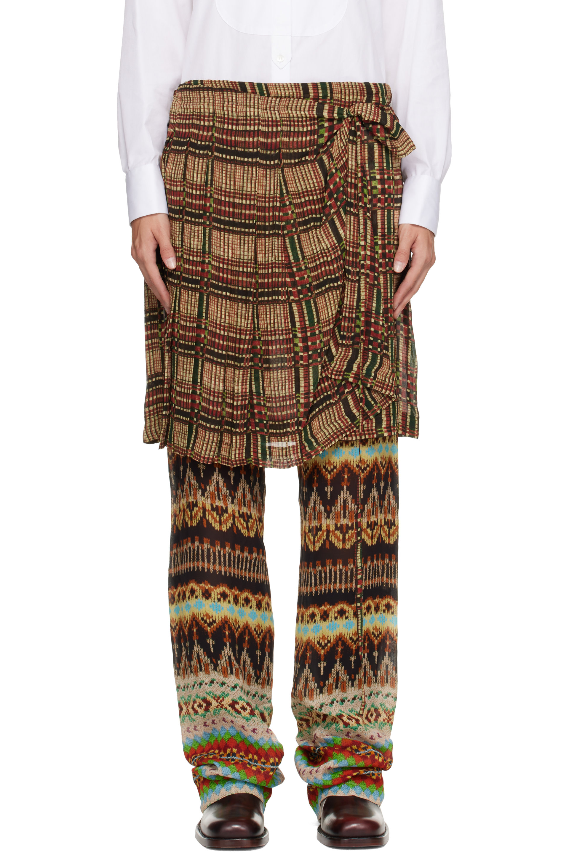 Dries Van Noten - Multicolor Viscose Skirt Trousers