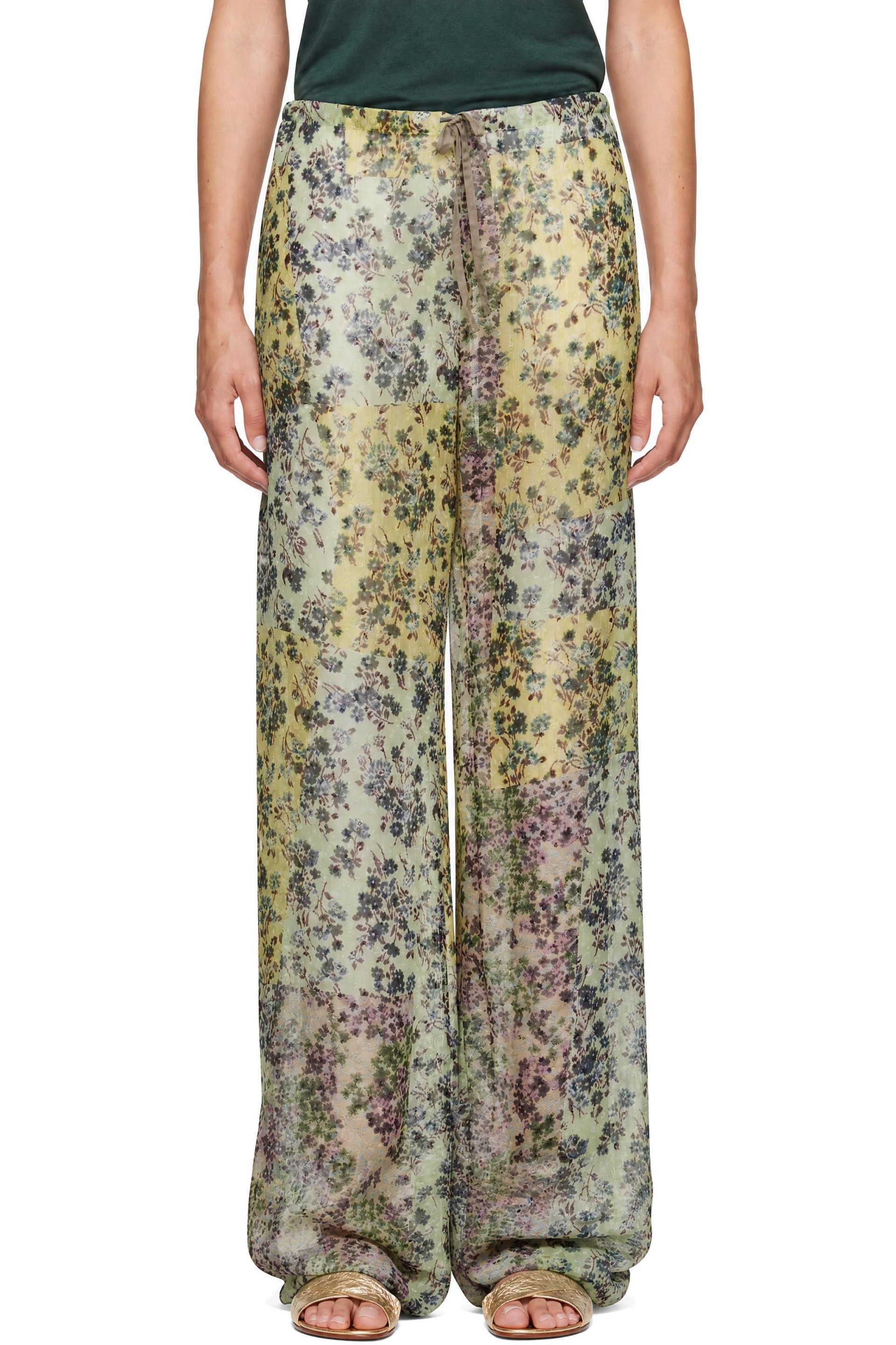 Dries Van Noten - Green Elasticated Jacquard Trousers