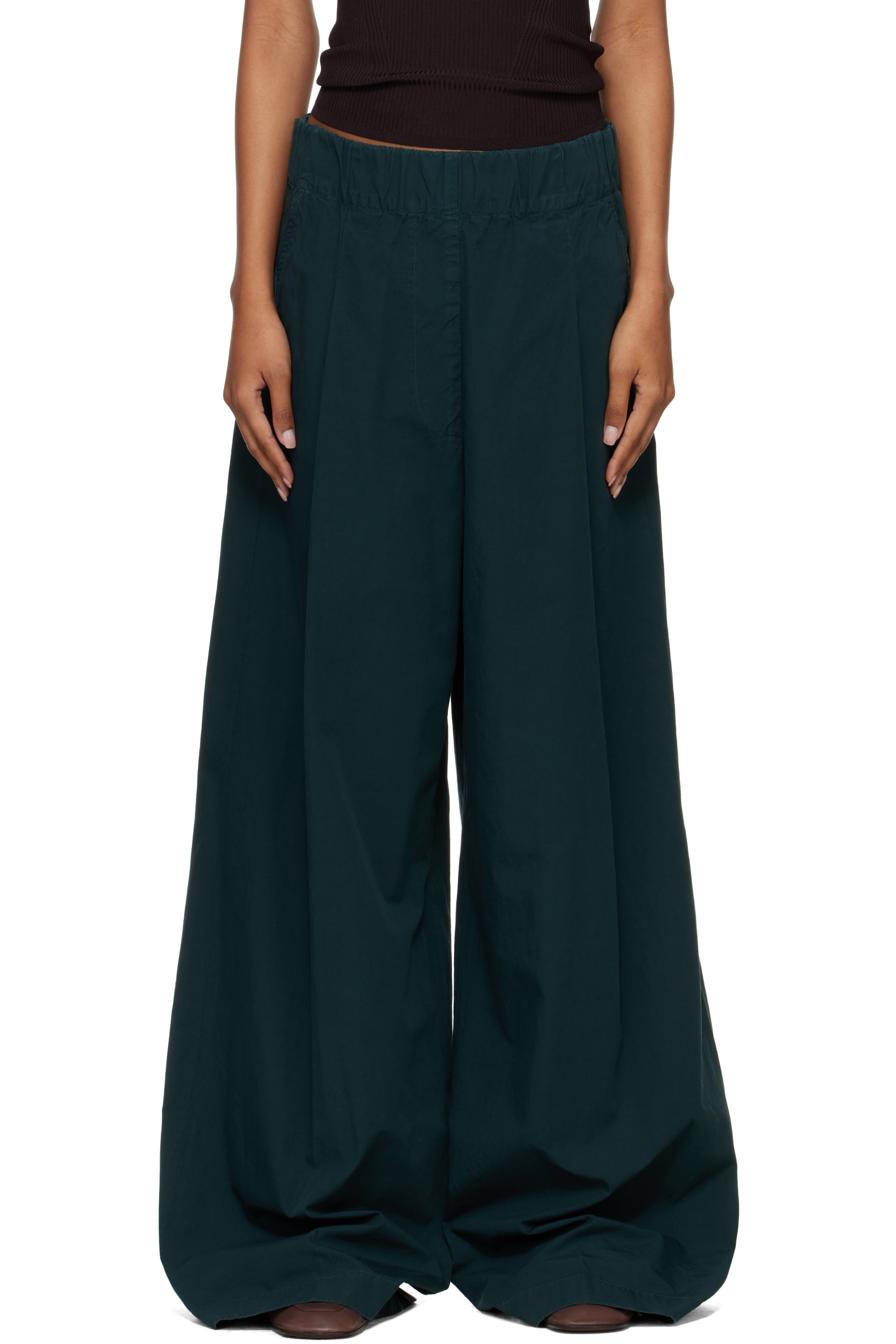 Dries Van Noten - Green Elasticated Overdyed Trousers