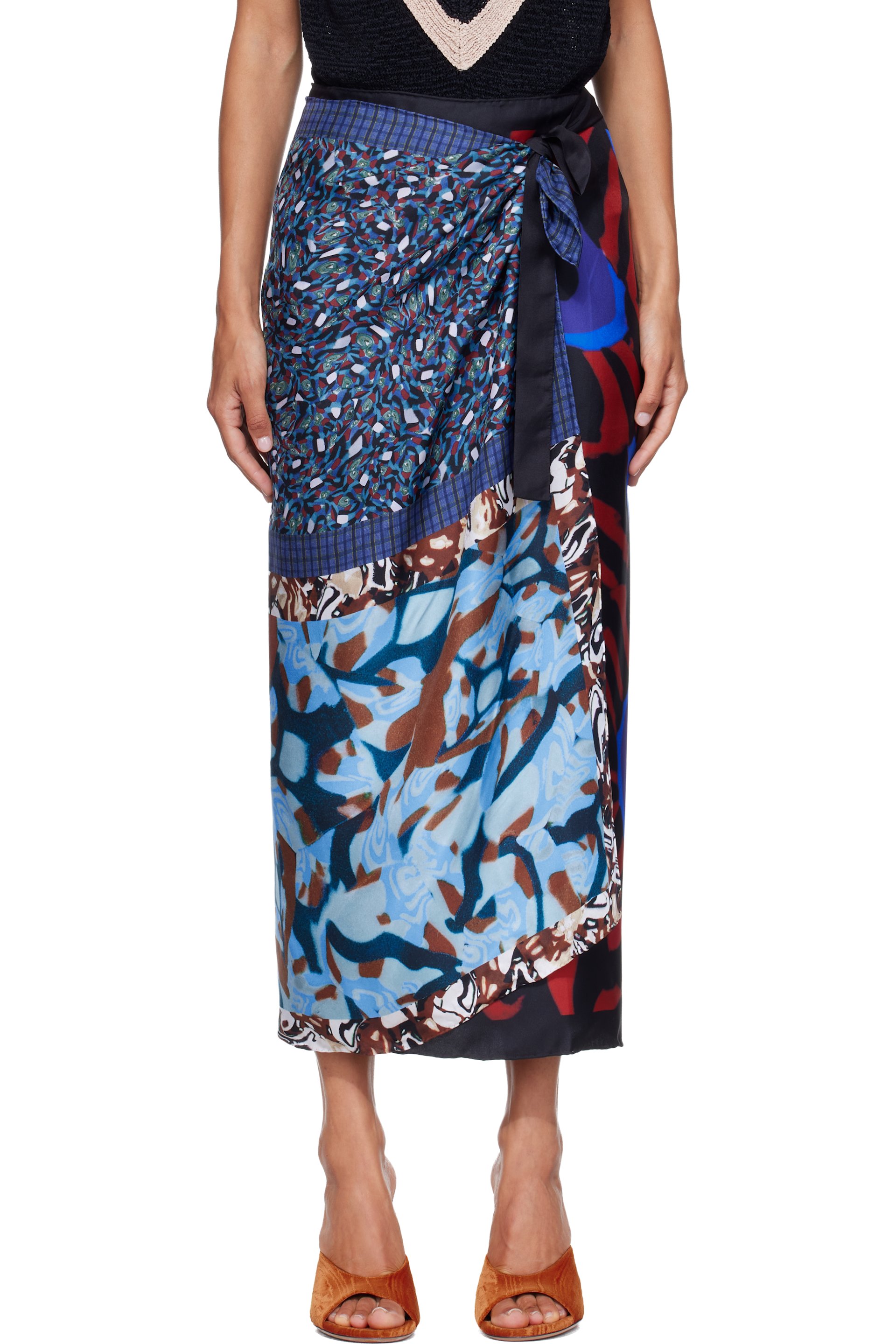 Dries Van Noten - Multicolor Wrap Scarf Midi Skirt