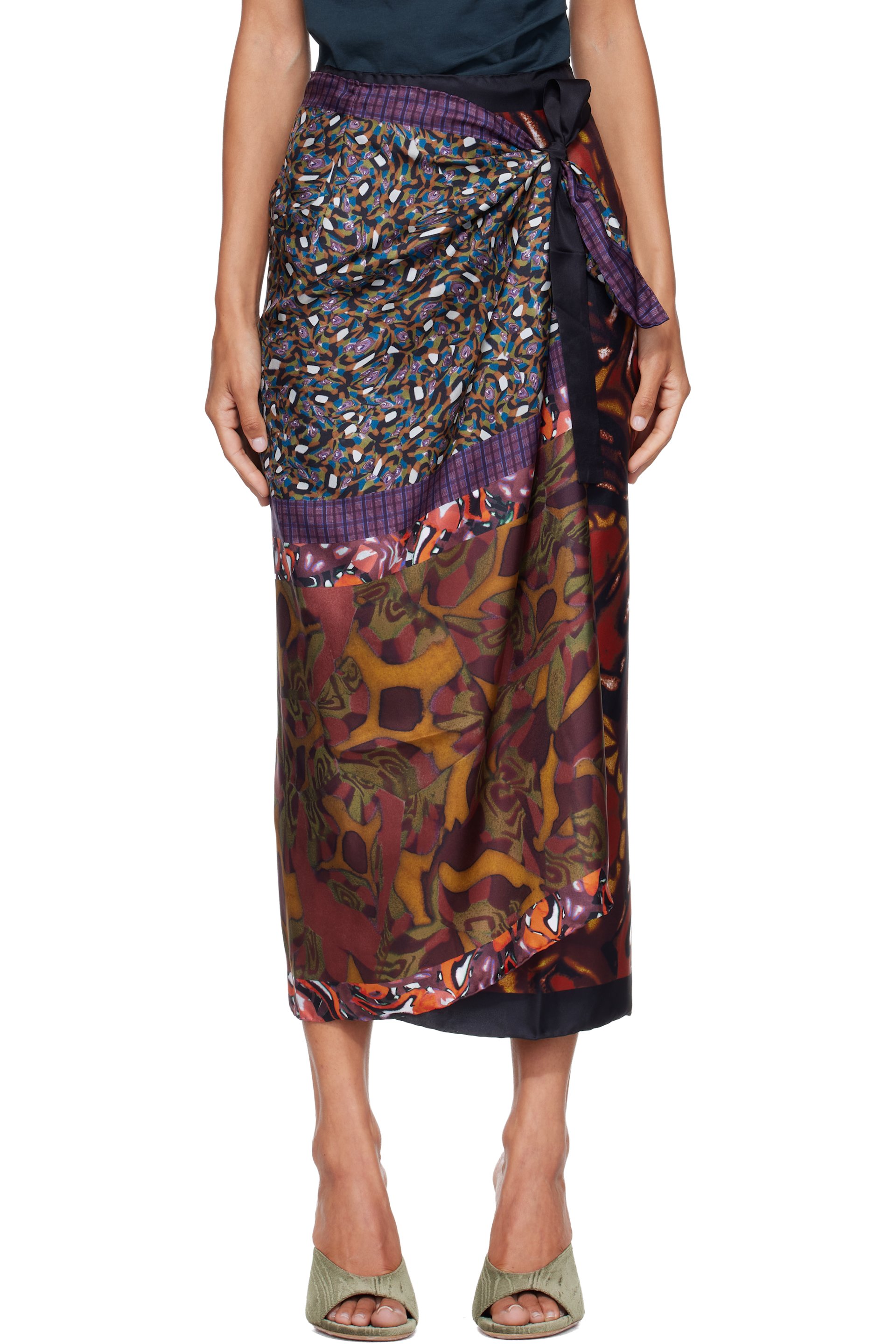 Dries Van Noten - Multicolor Wrap Scarf Midi Skirt