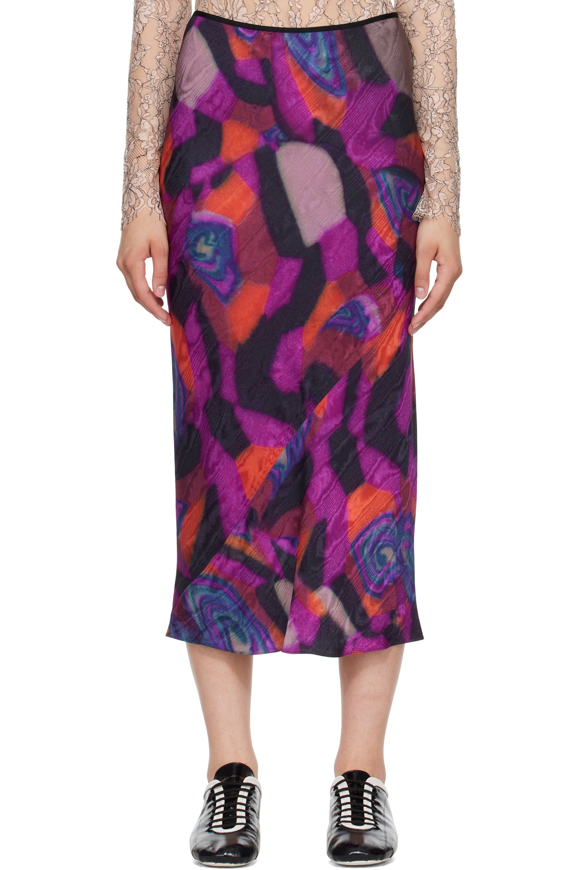 Dries Van Noten - Purple Printed Midi Skirt
