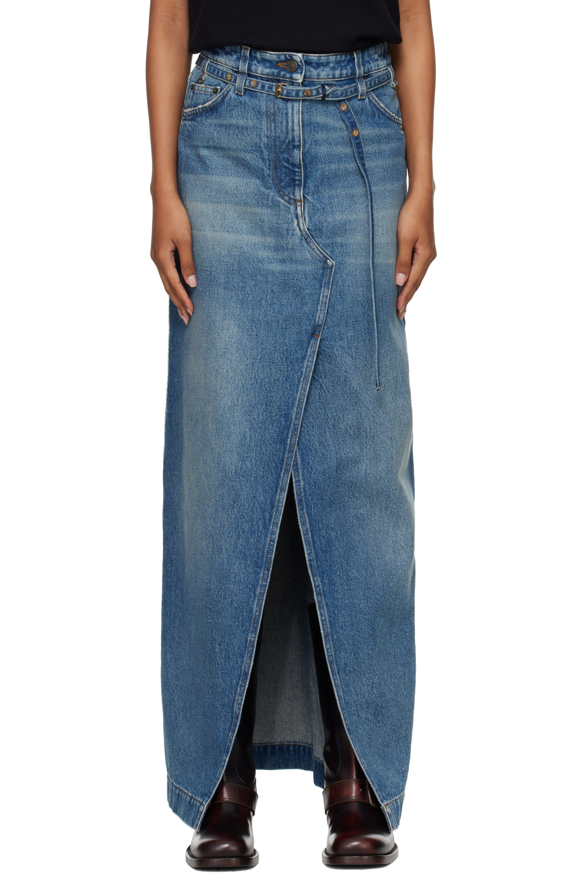 Dries Van Noten - Blue Long Denim Maxi Skirt