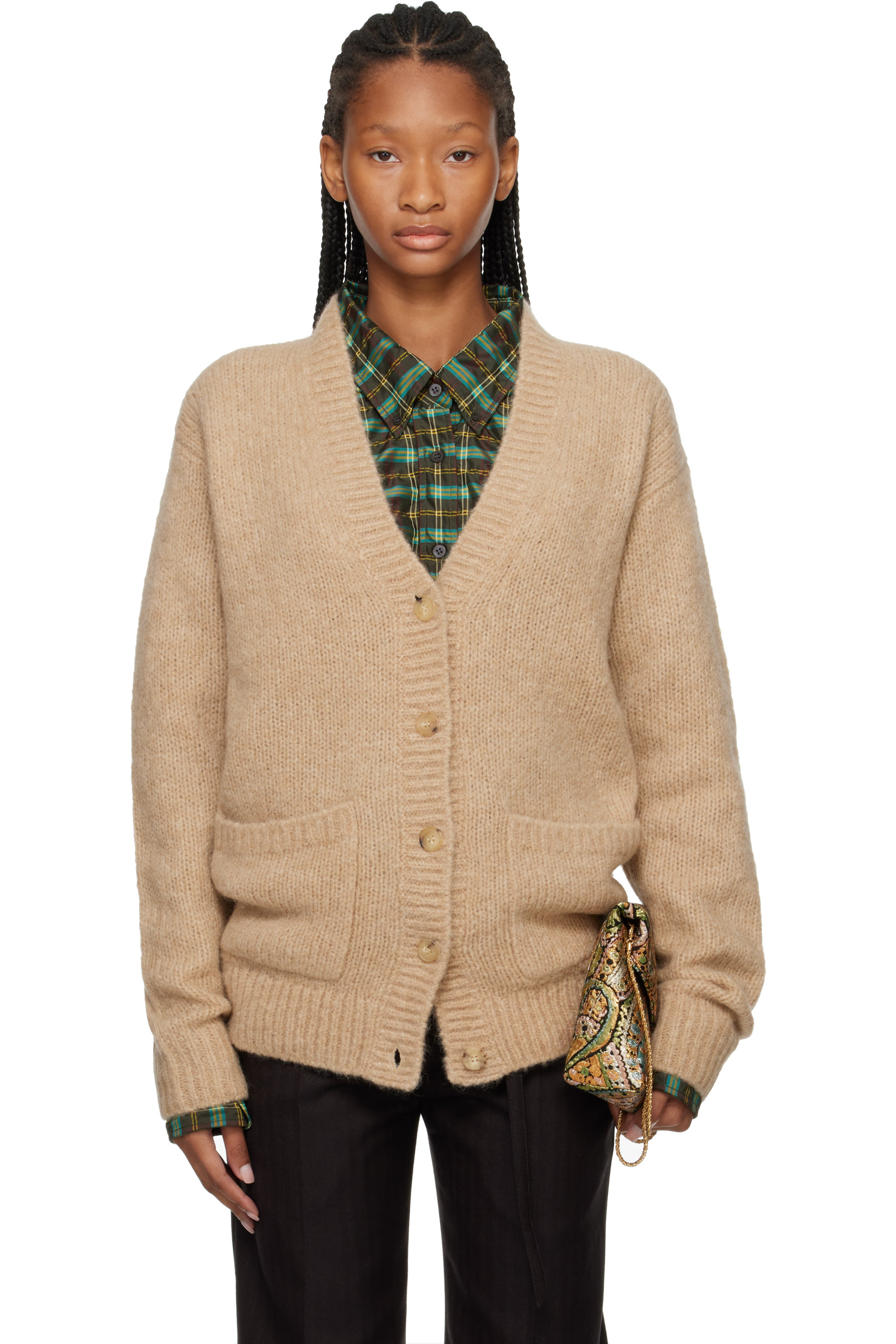 Dries Van Noten - Beige Alpaca Cardigan