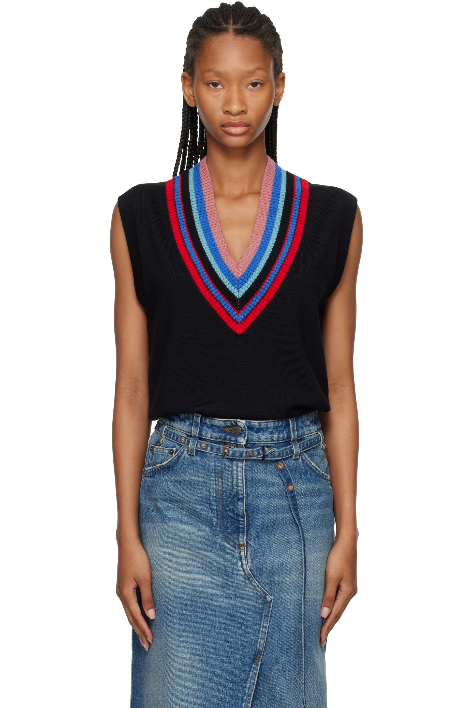 Dries Van Noten - Black V-Neck Wool Vest