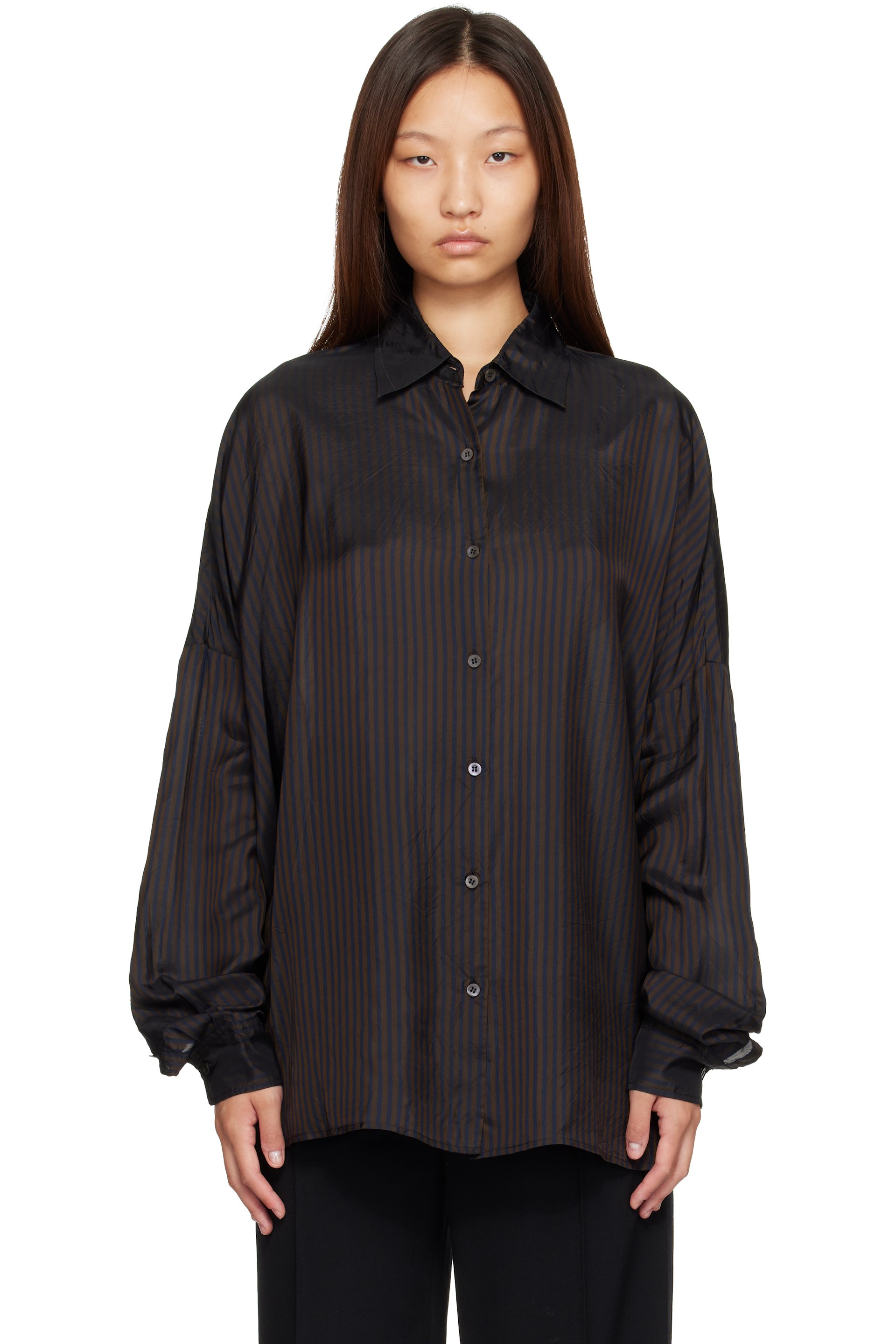 Dries Van Noten - Brown Cupro Cocoon Shirt