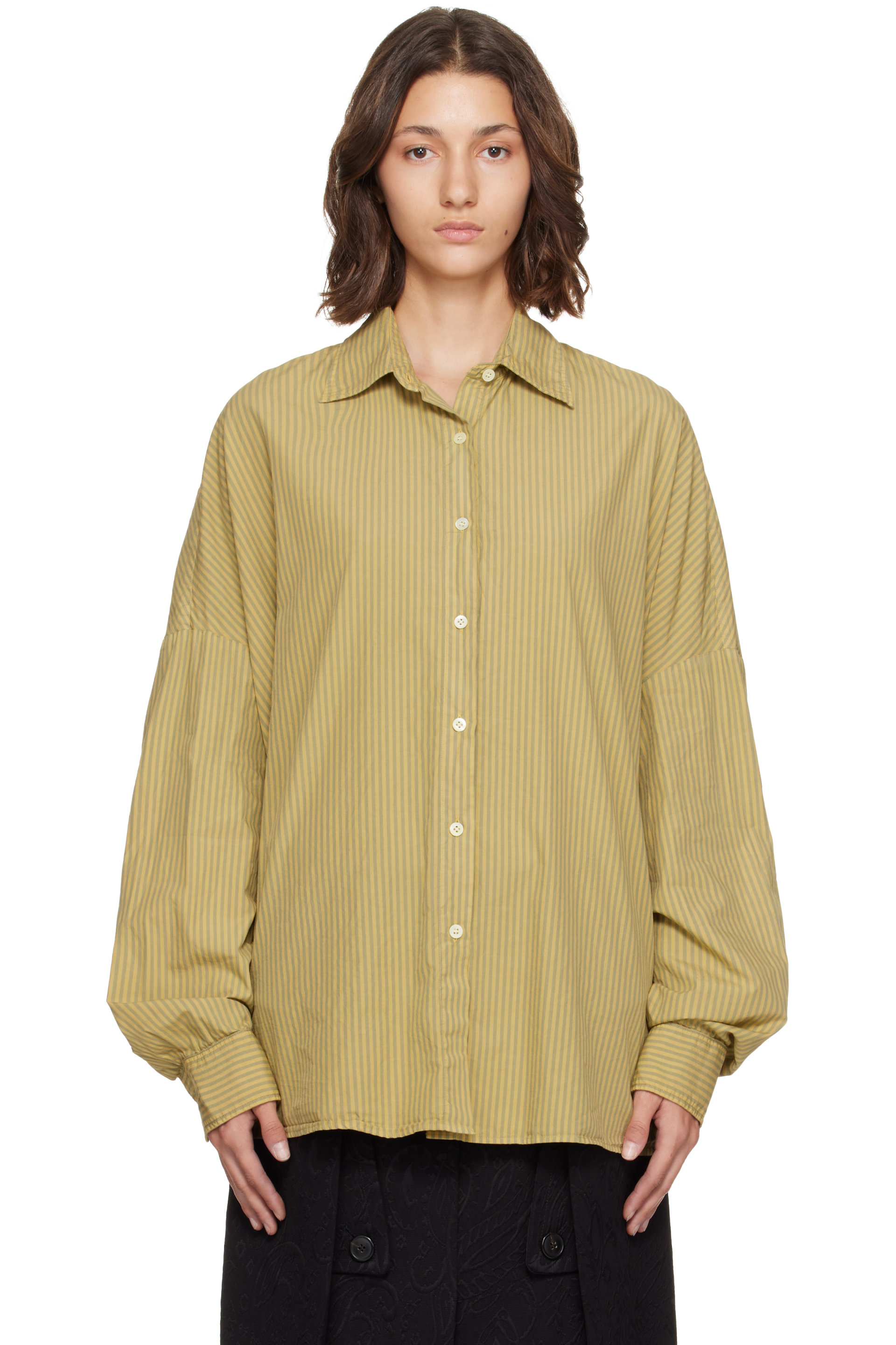 Dries Van Noten - Yellow & Green Striped Cotton Shirt
