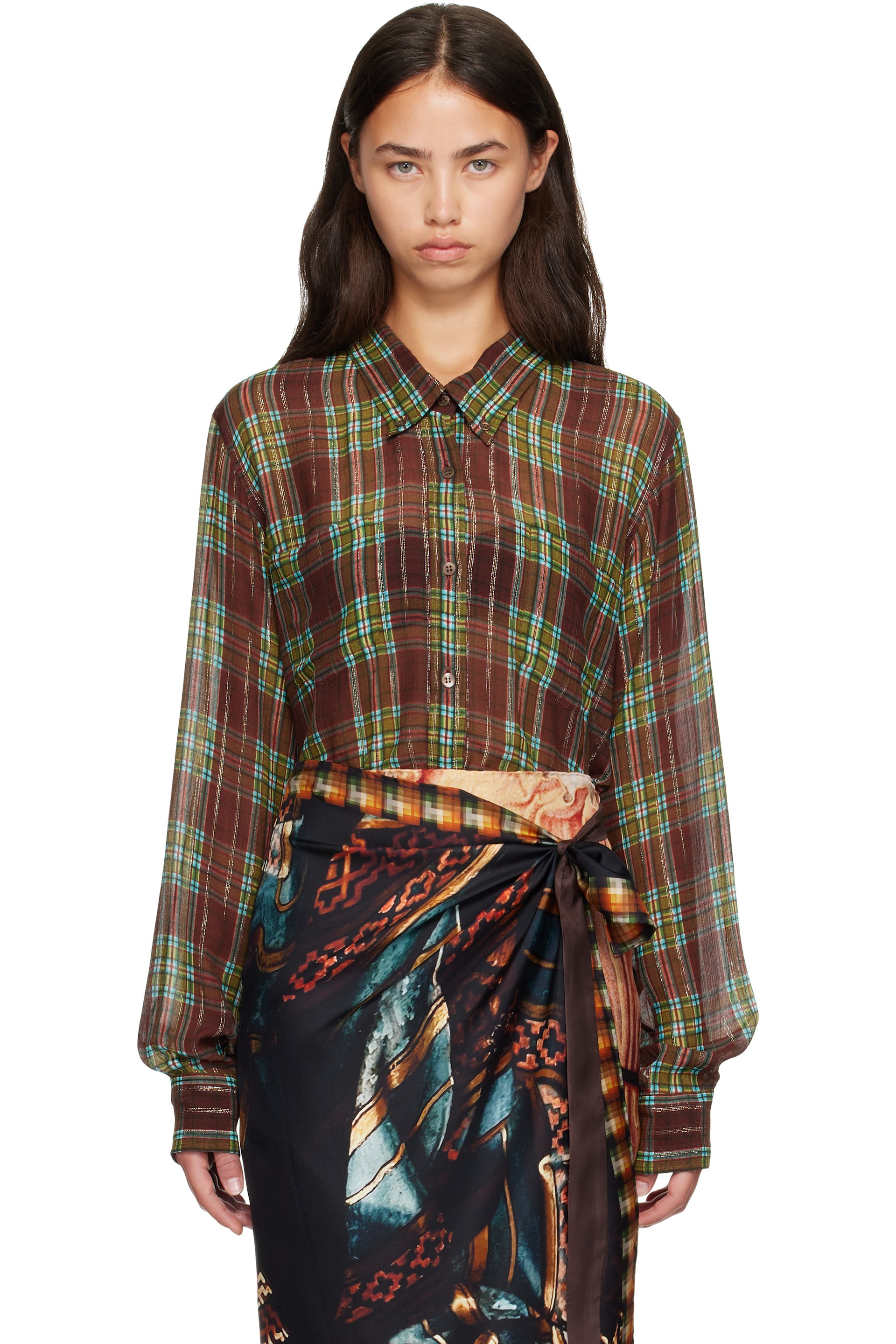 Dries Van Noten - Burgundy Loose Lurex Shirt