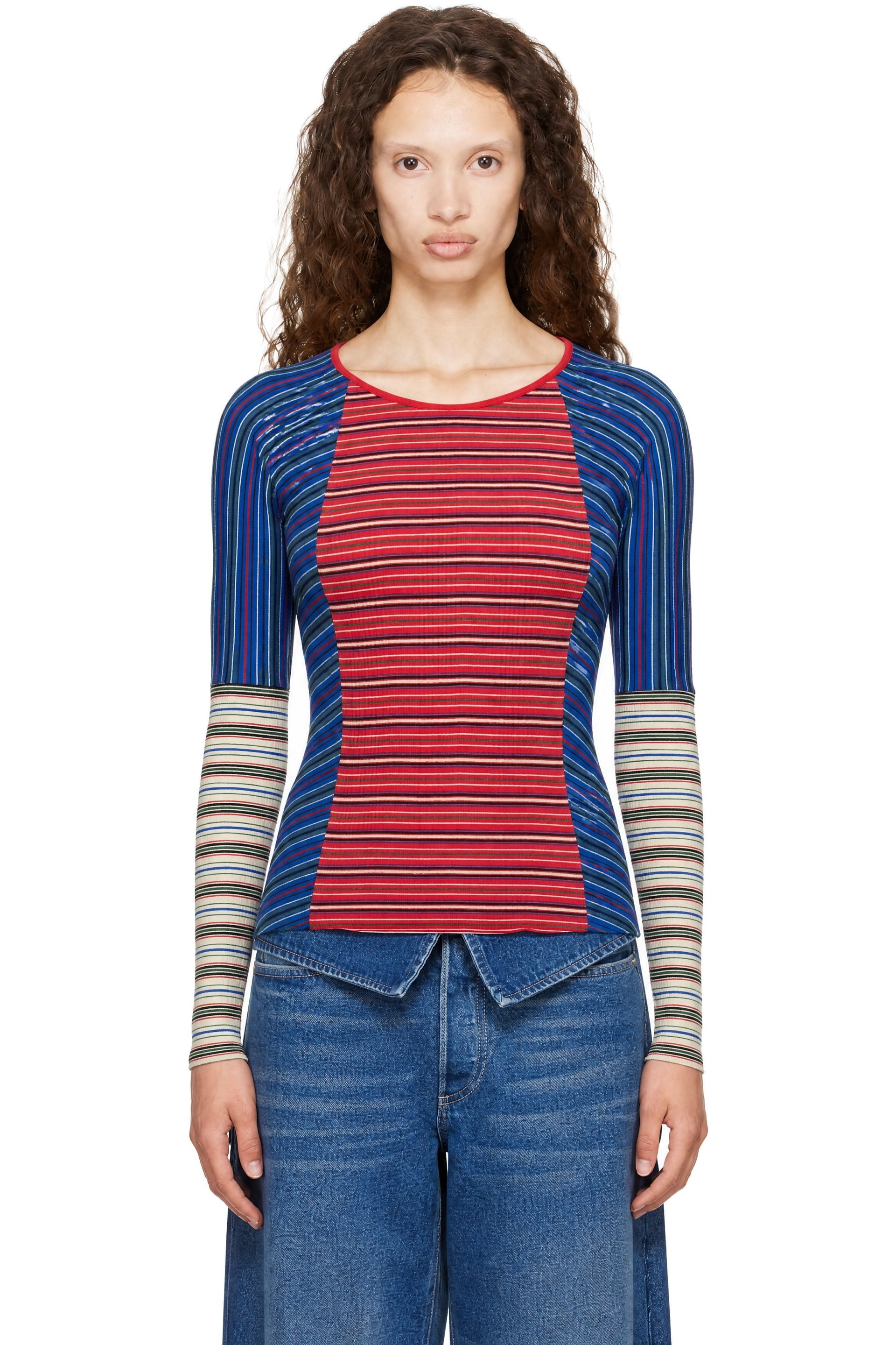 Dries Van Noten - Red Ribbed Cotton Top