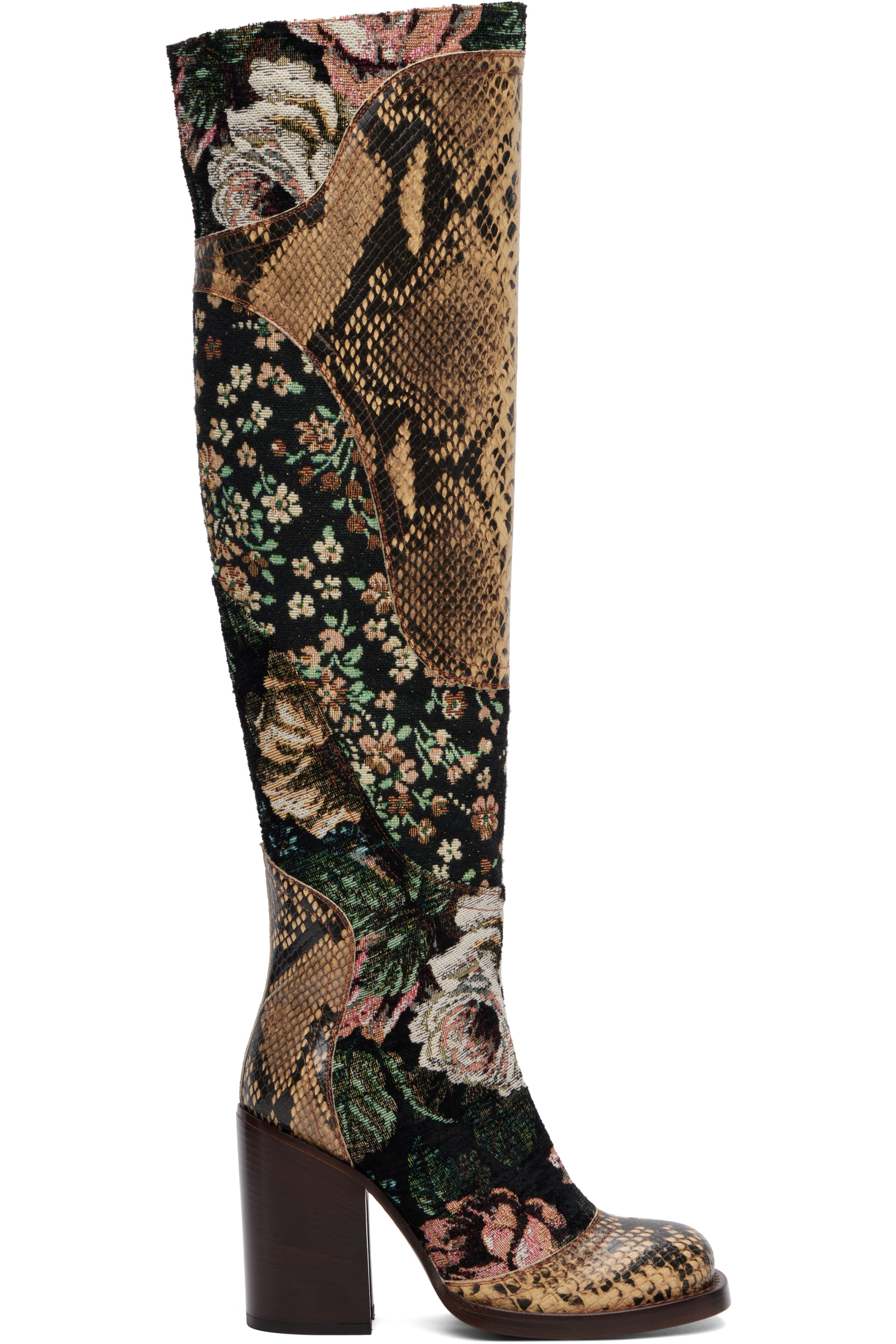 Dries Van Noten - Multicolor 100mm Square Toe Tall Boots