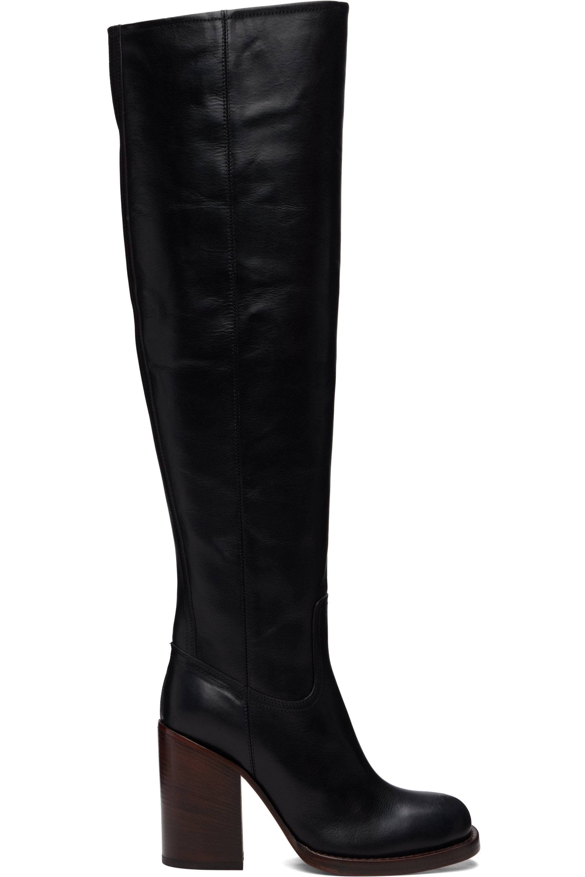 Dries Van Noten - Black 100mm Square Toe Tall Boots