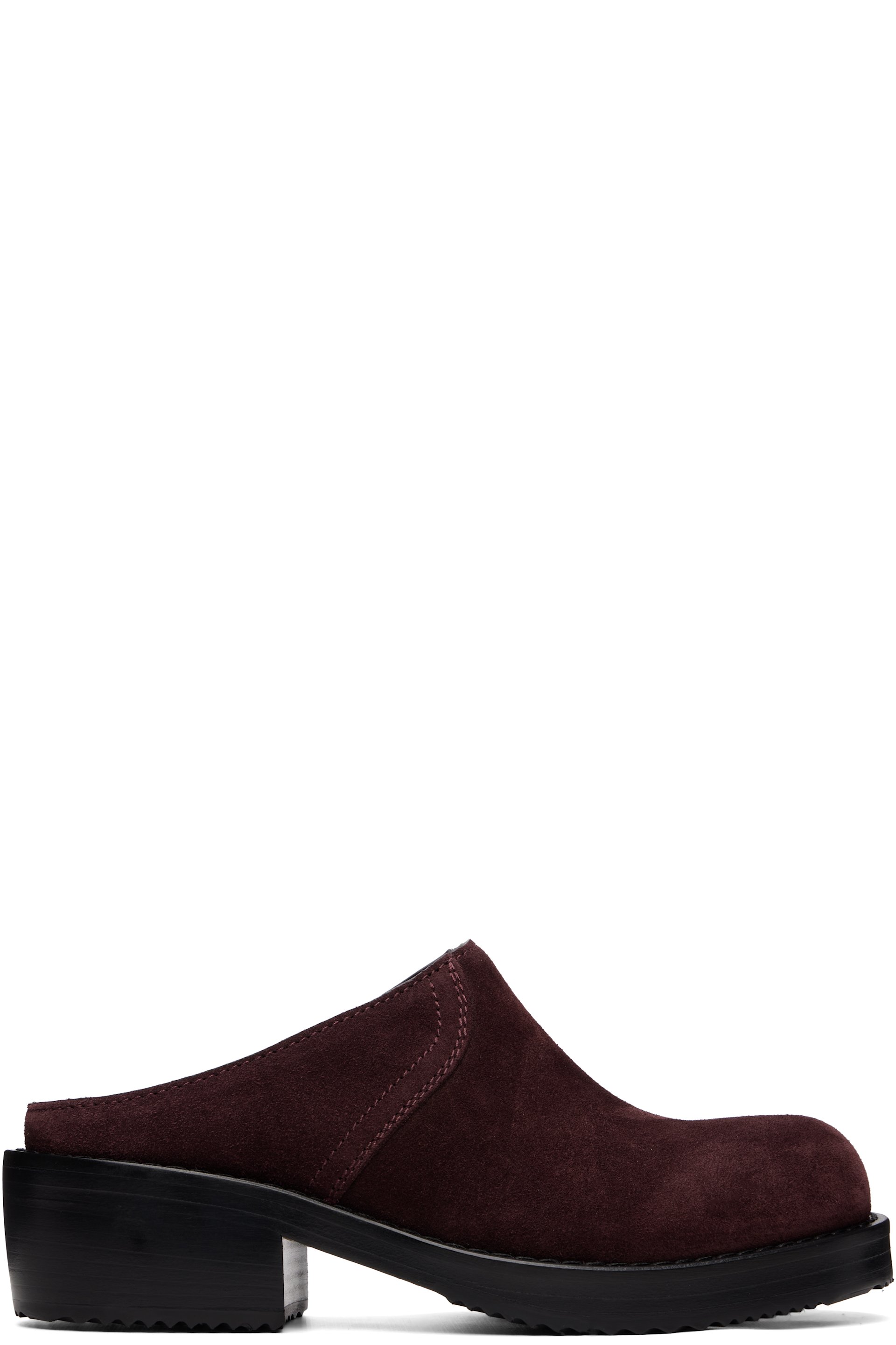 Dries Van Noten - Burgundy Suede Workwear Mule Loafers