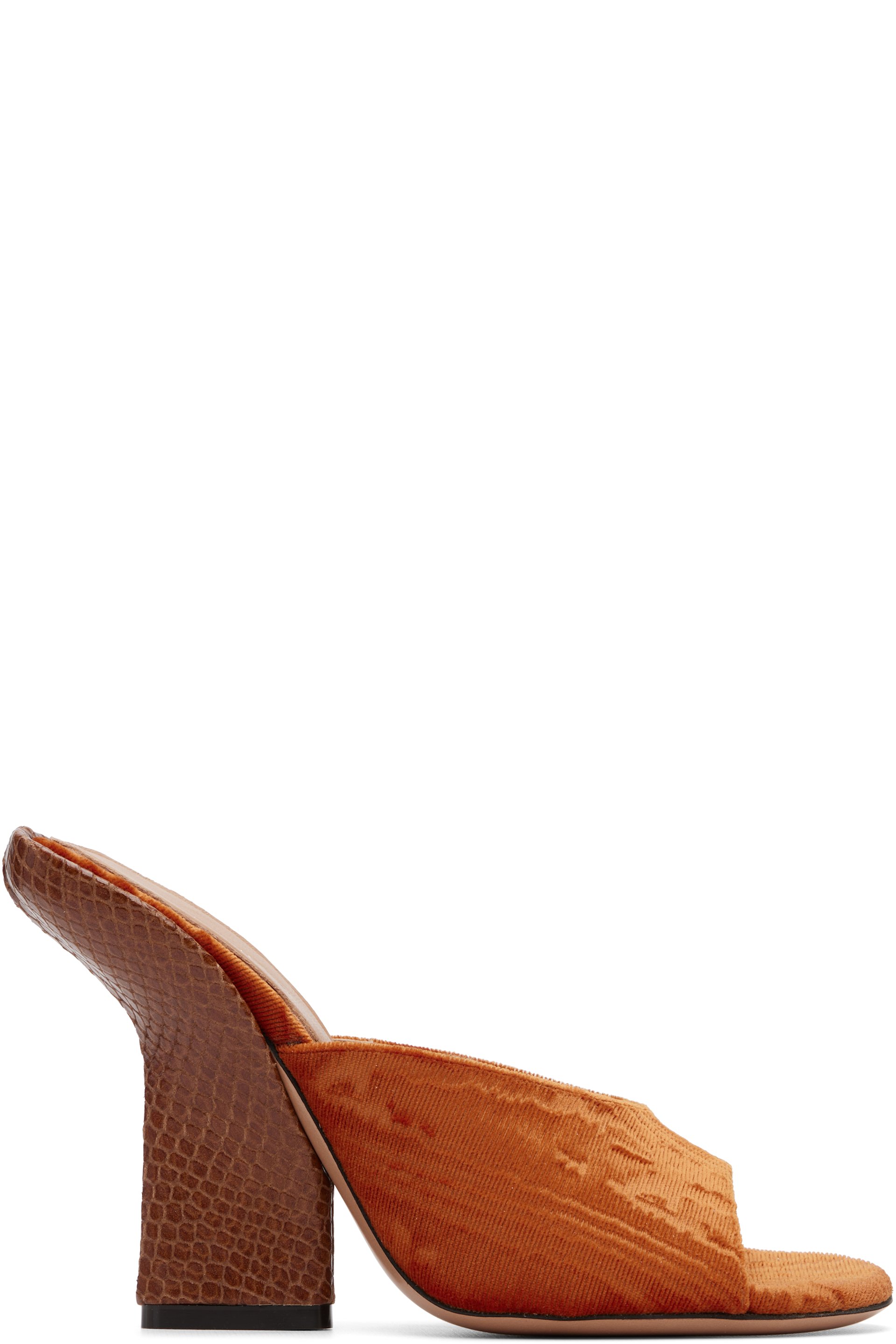 Dries Van Noten - Orange Velvet Heeled Sandals