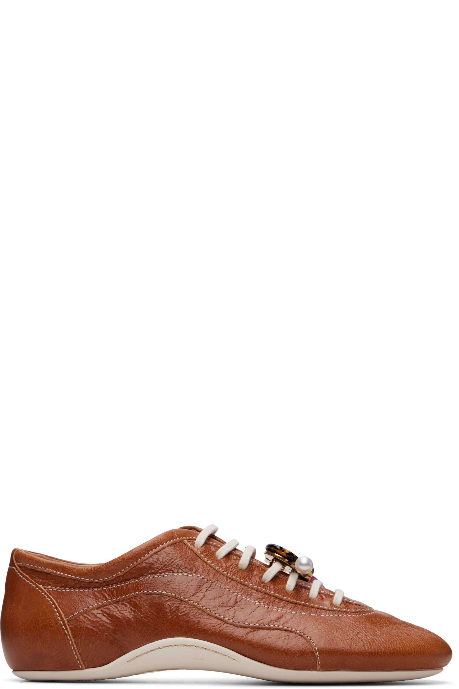 Dries Van Noten - Brown Leather Ballerina Sneakers