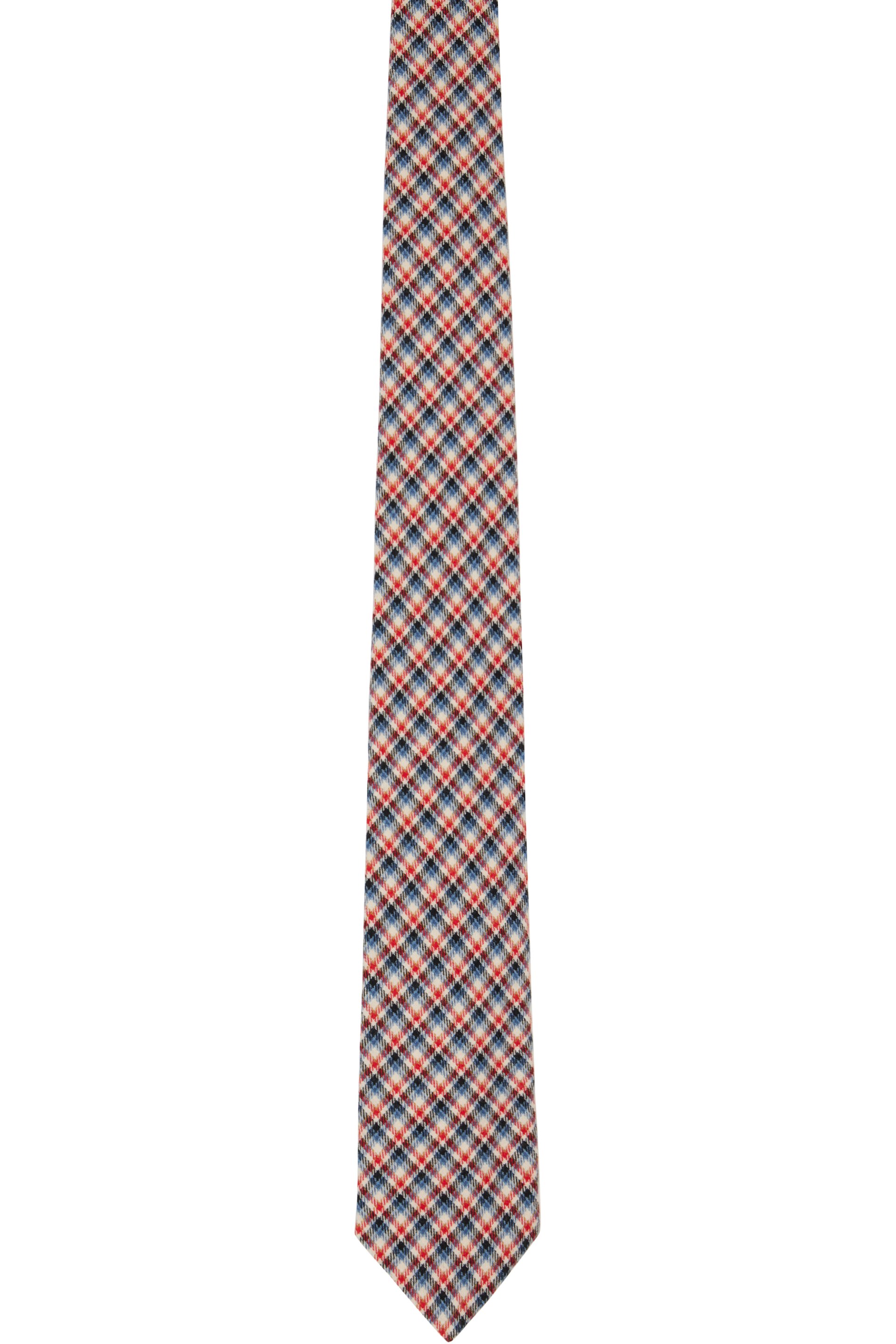 Dries Van Noten - Cravate rouge et bleu marine à carreaux