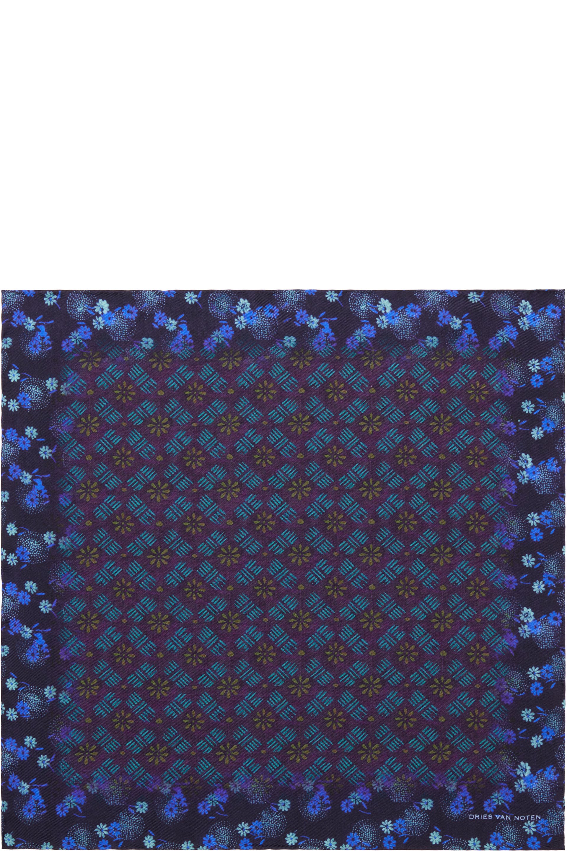 Dries Van Noten - Blue Printed Silk Scarf