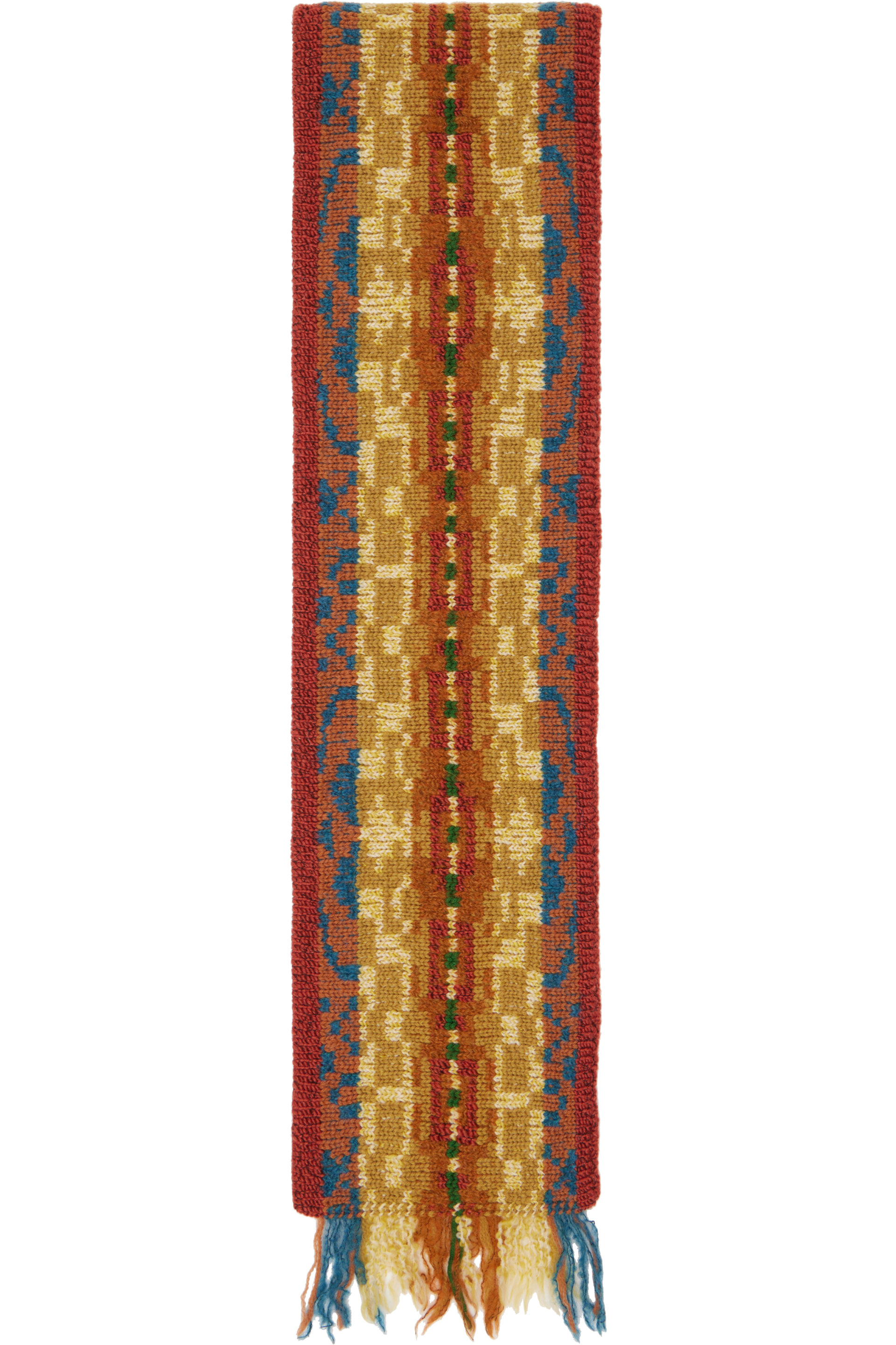Dries Van Noten - Orange Jacquard Wool Scarf