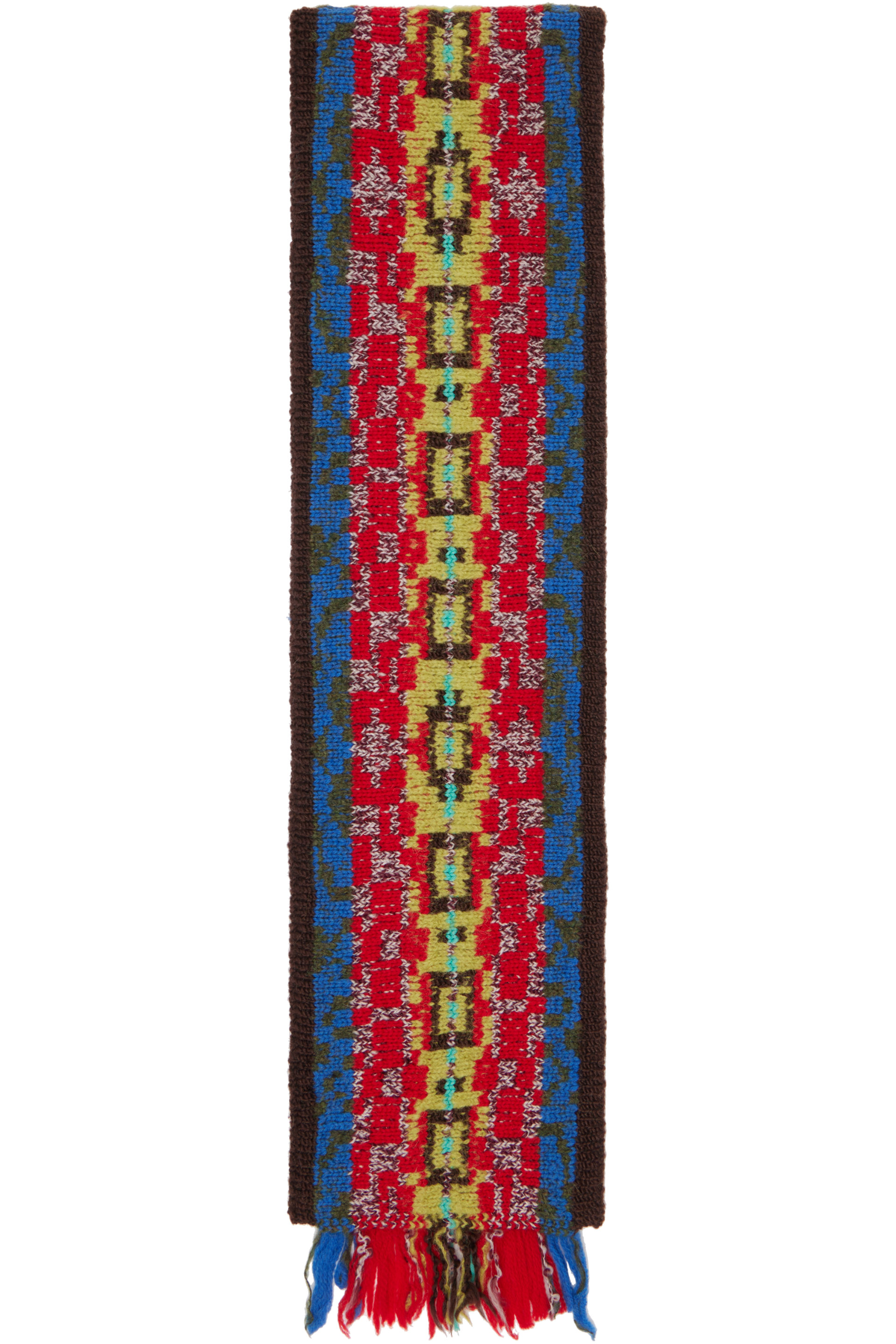 Dries Van Noten - Brown Jacquard Wool Scarf